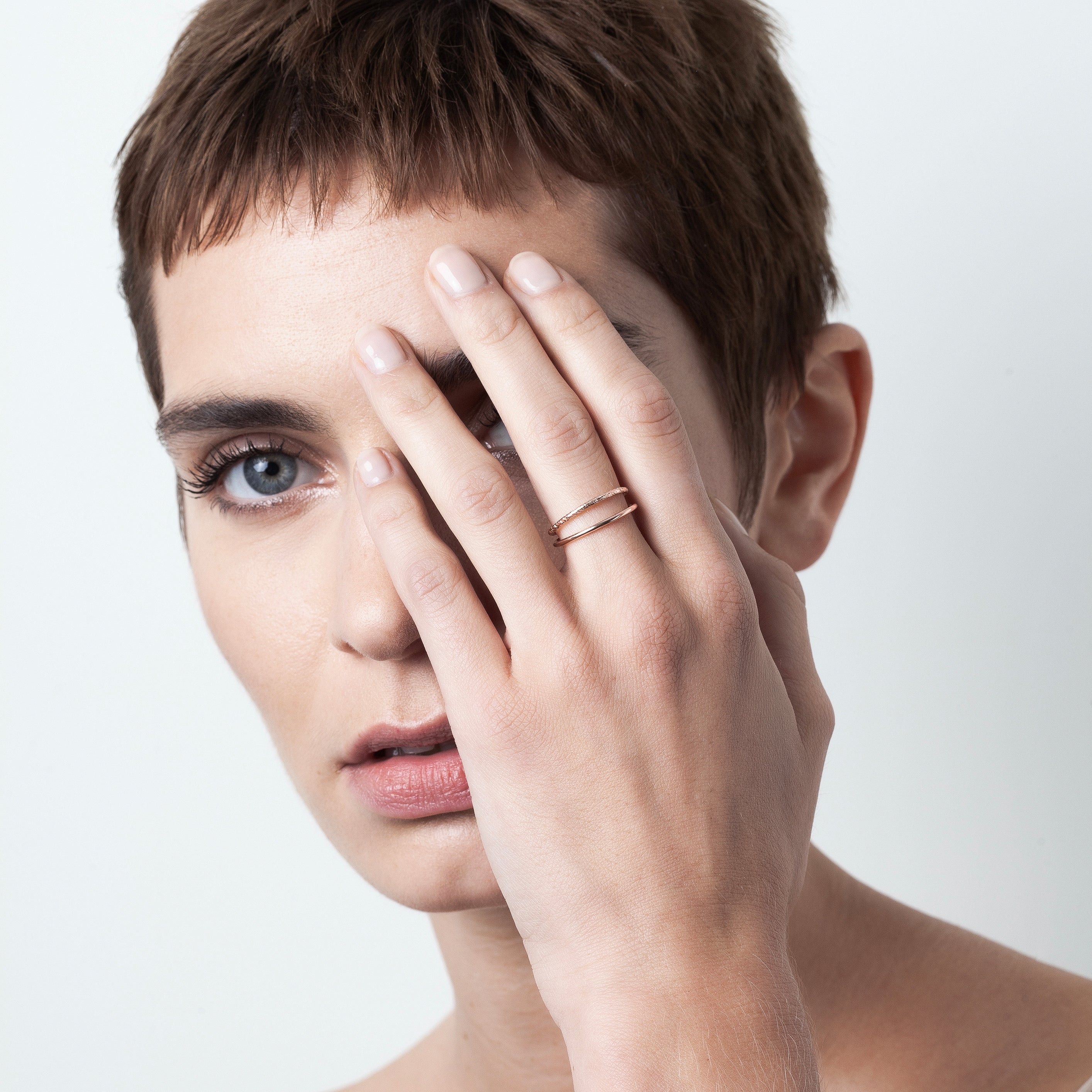 Bague Double Anneaux Aphrodite - or rose laminé