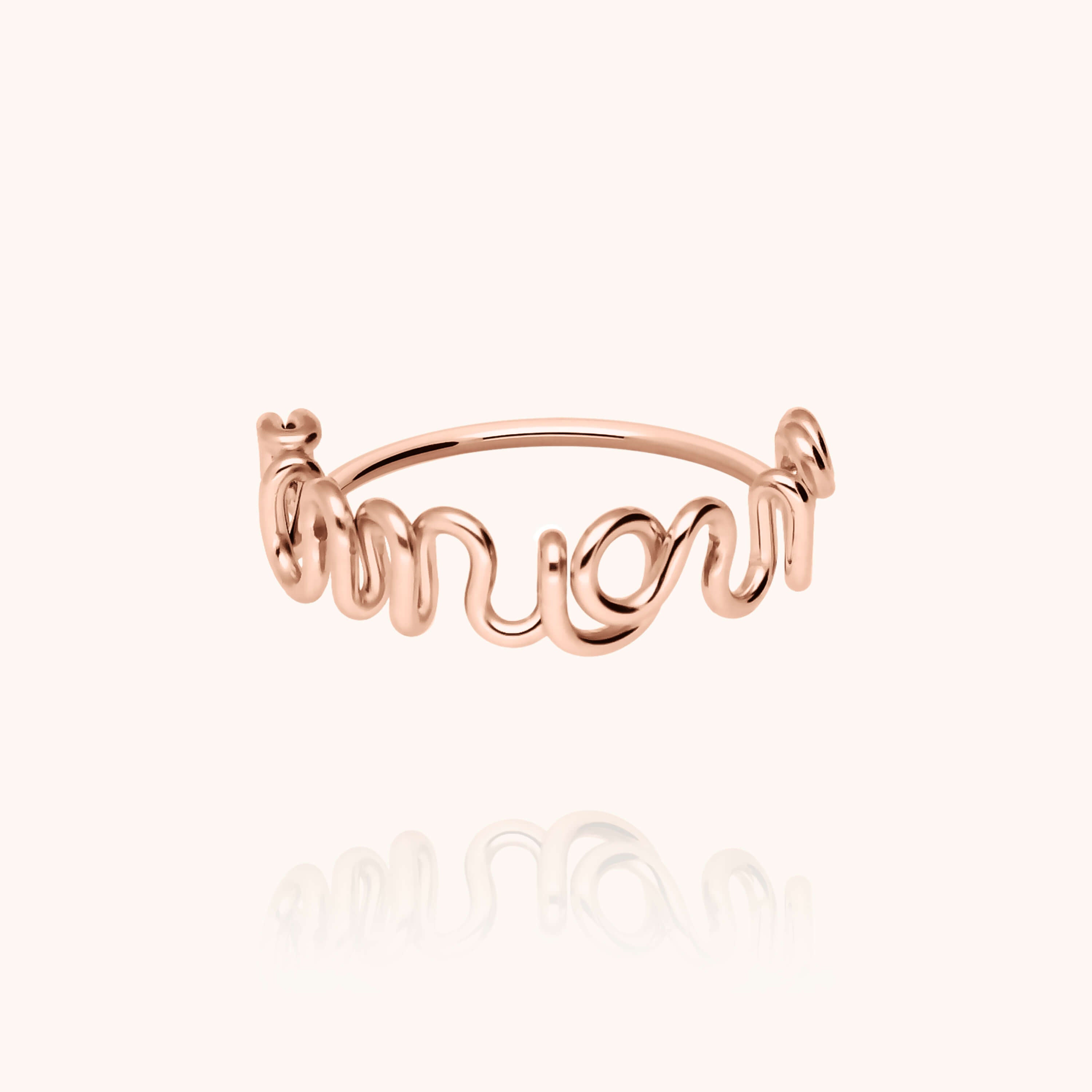 Bague Originale Amour en or rose laminé — bijou artisanal fait main
