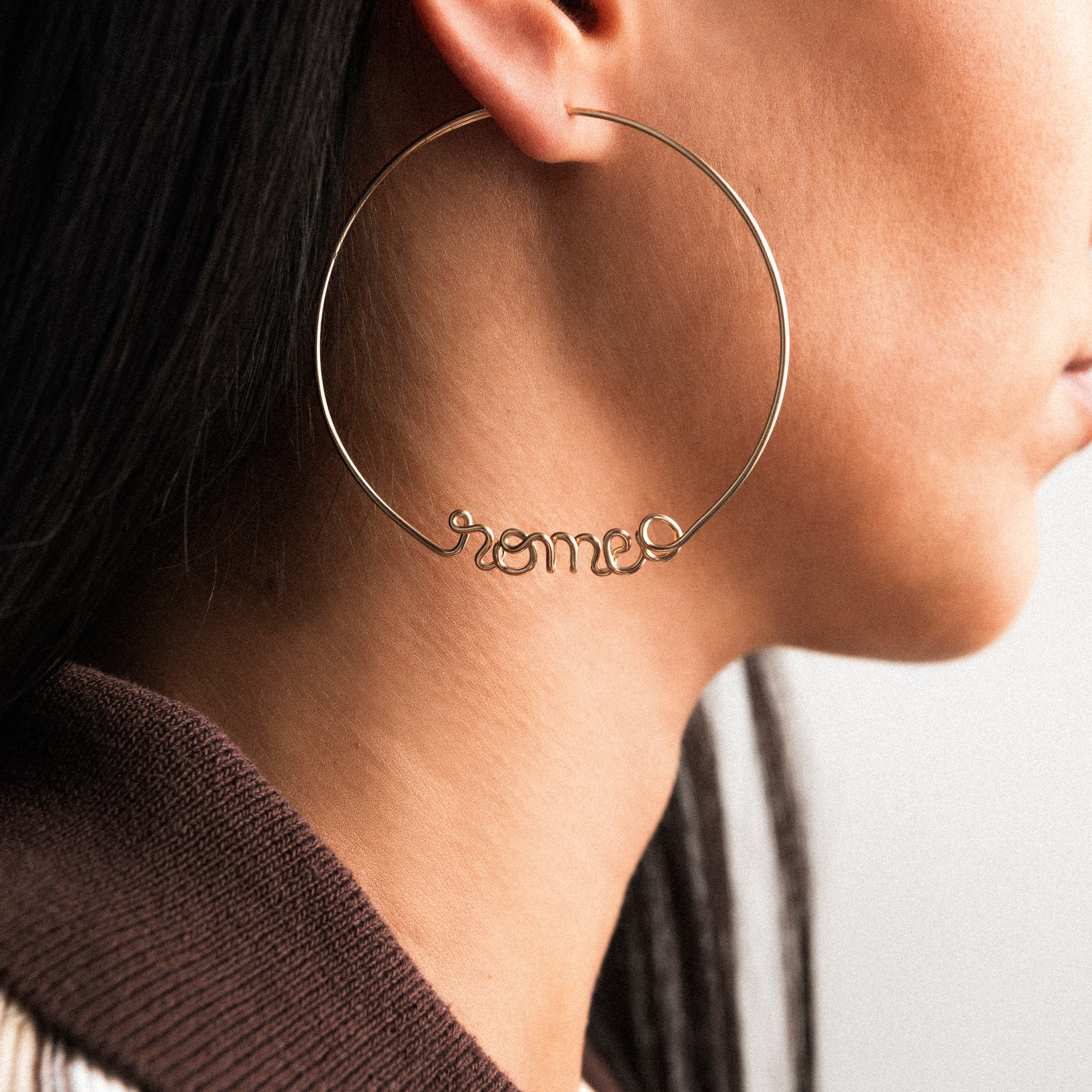 Boucles d'Oreilles Créoles Originale Personnalisées - or jaune laminé