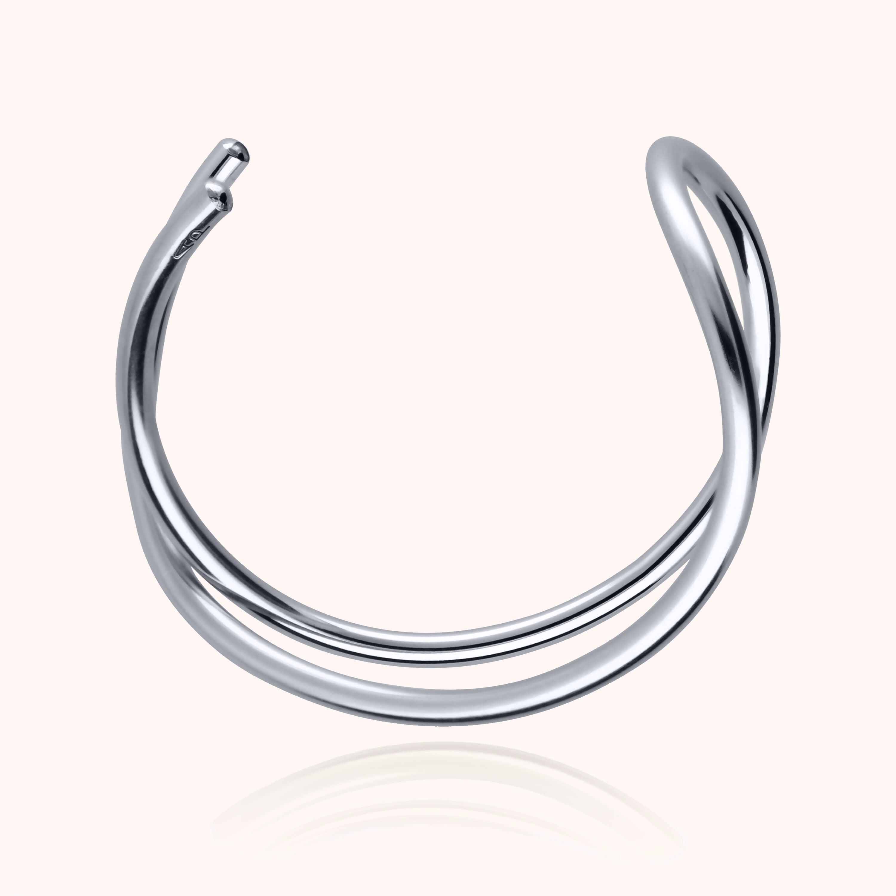 Bracelet Manchette Outline Lettre L — détail du fil métallique, argent sterling 925