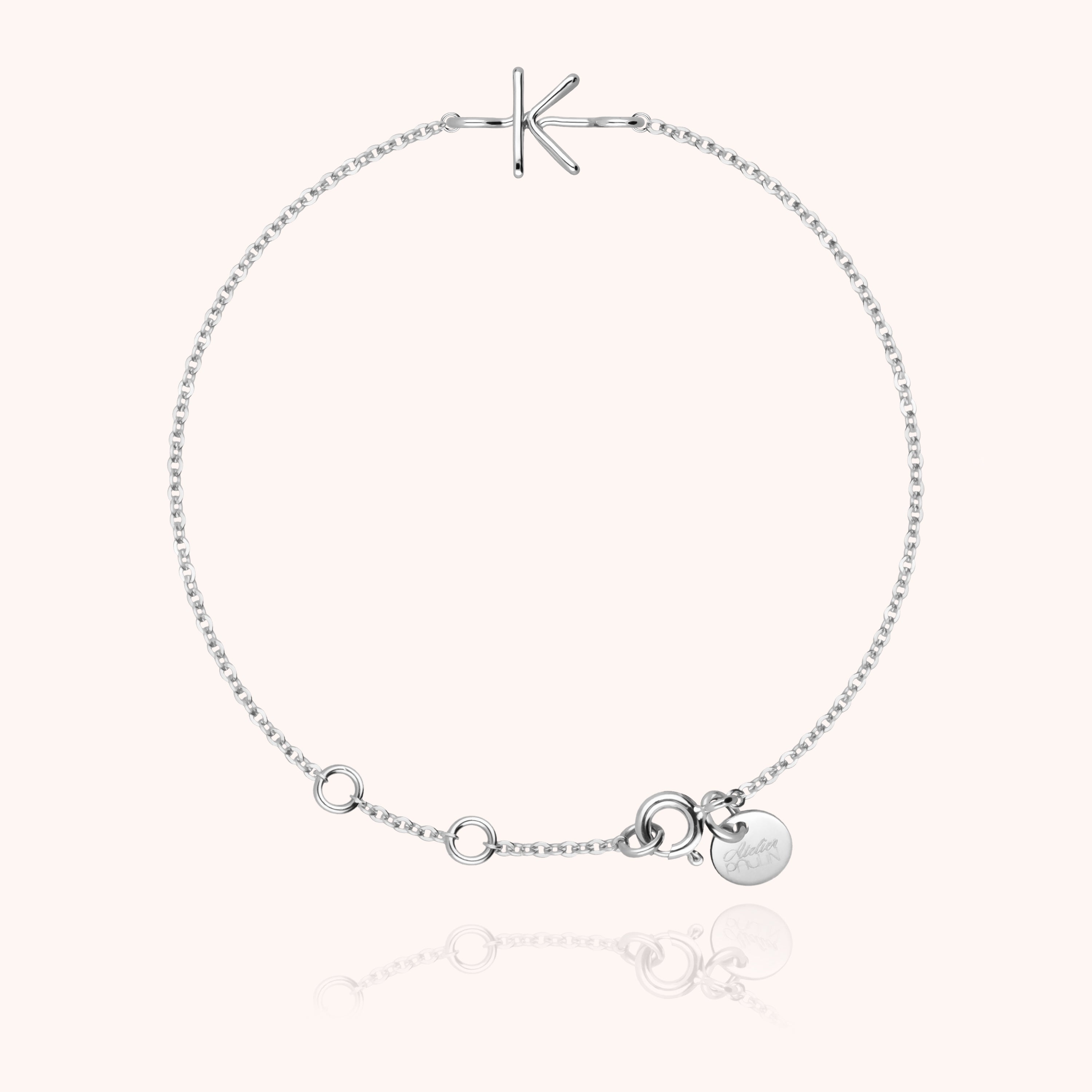 Bracelet Chaîne Initiale en or blanc 18K — expédition sécurisée Paris