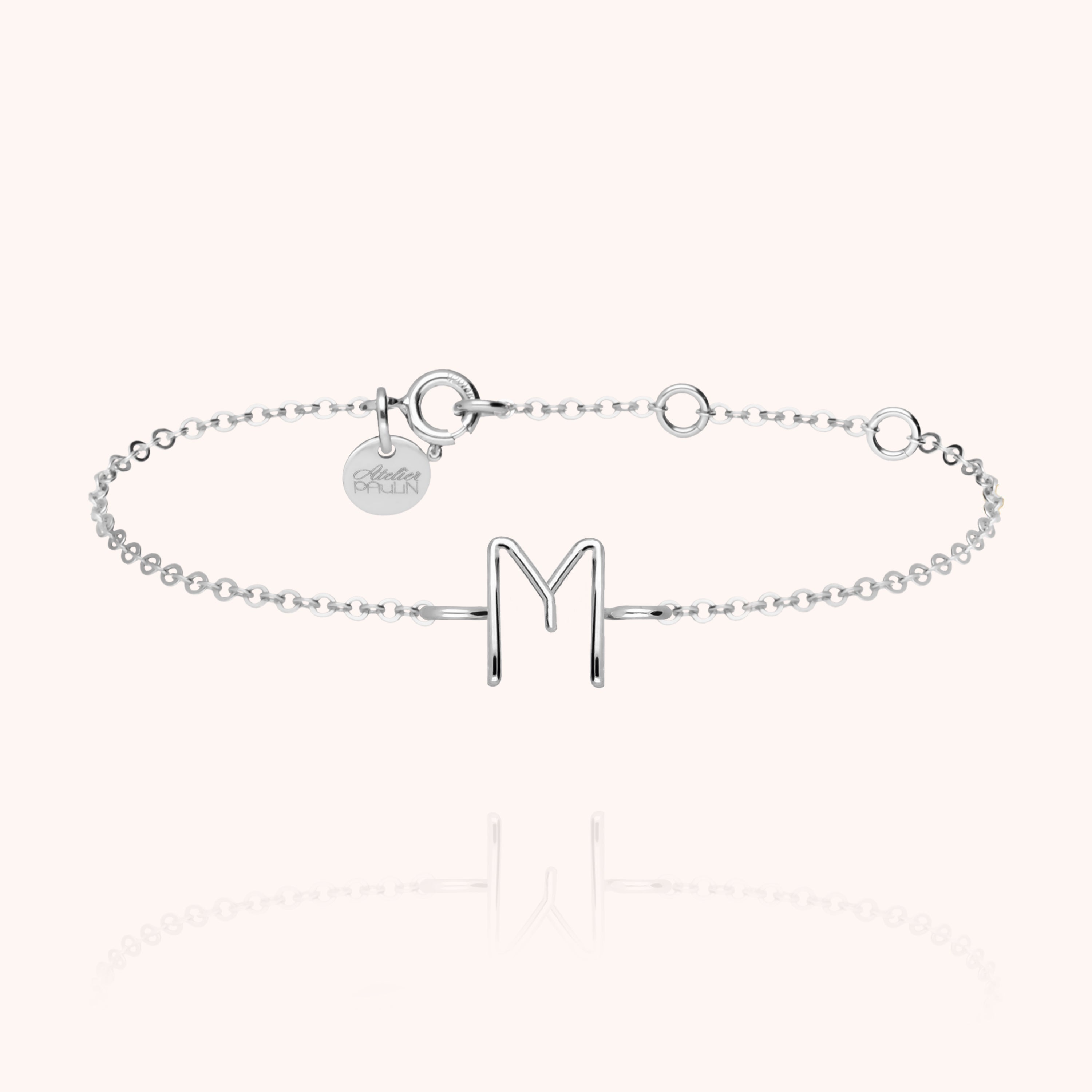 Bracelet Chaîne Initiale en or blanc 18K — bracelet personnalisable Atelier Paulin