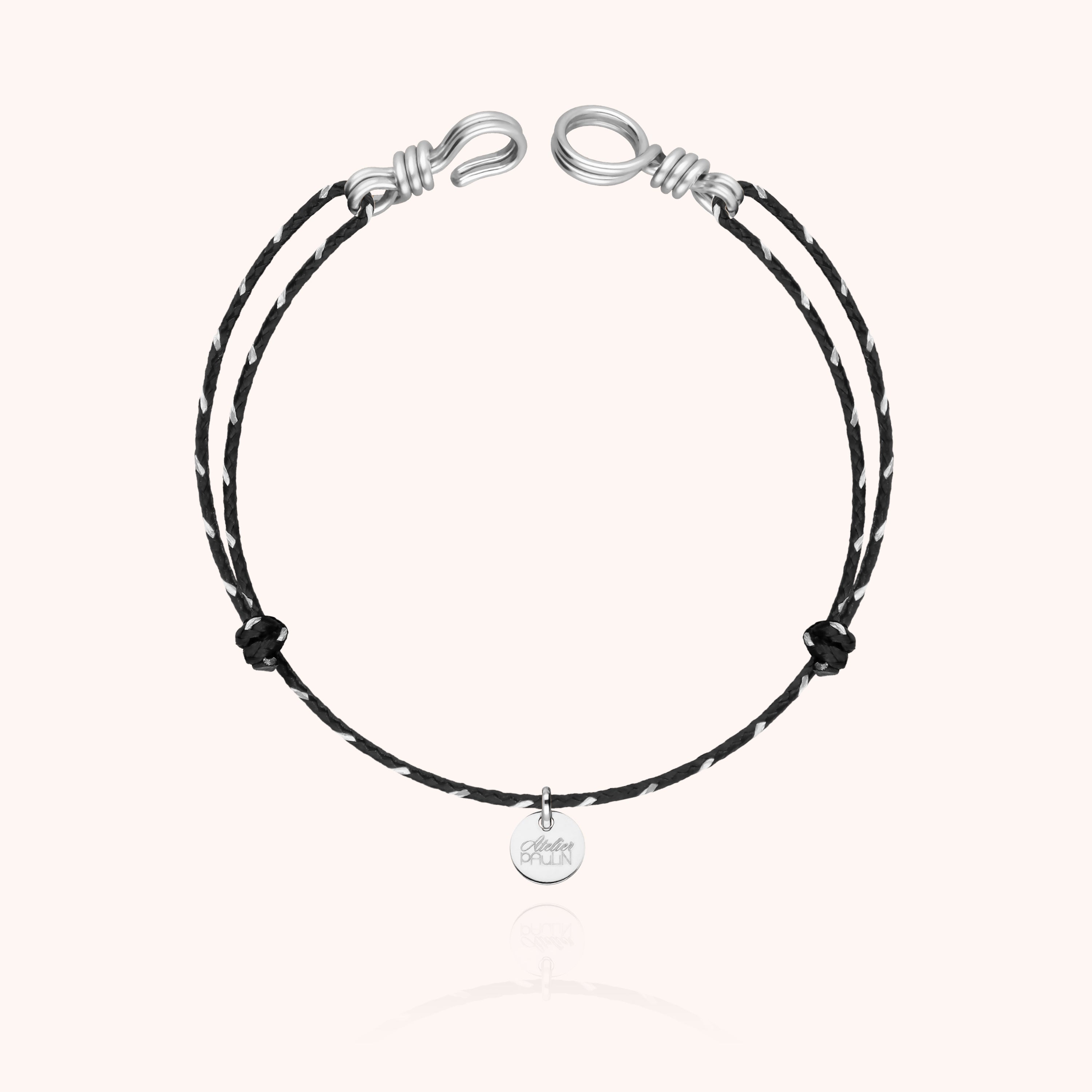 Bracelet Cordon Réfléchissant Attache moi porté au poignet — argent sterling 925 livraison express sécurisée