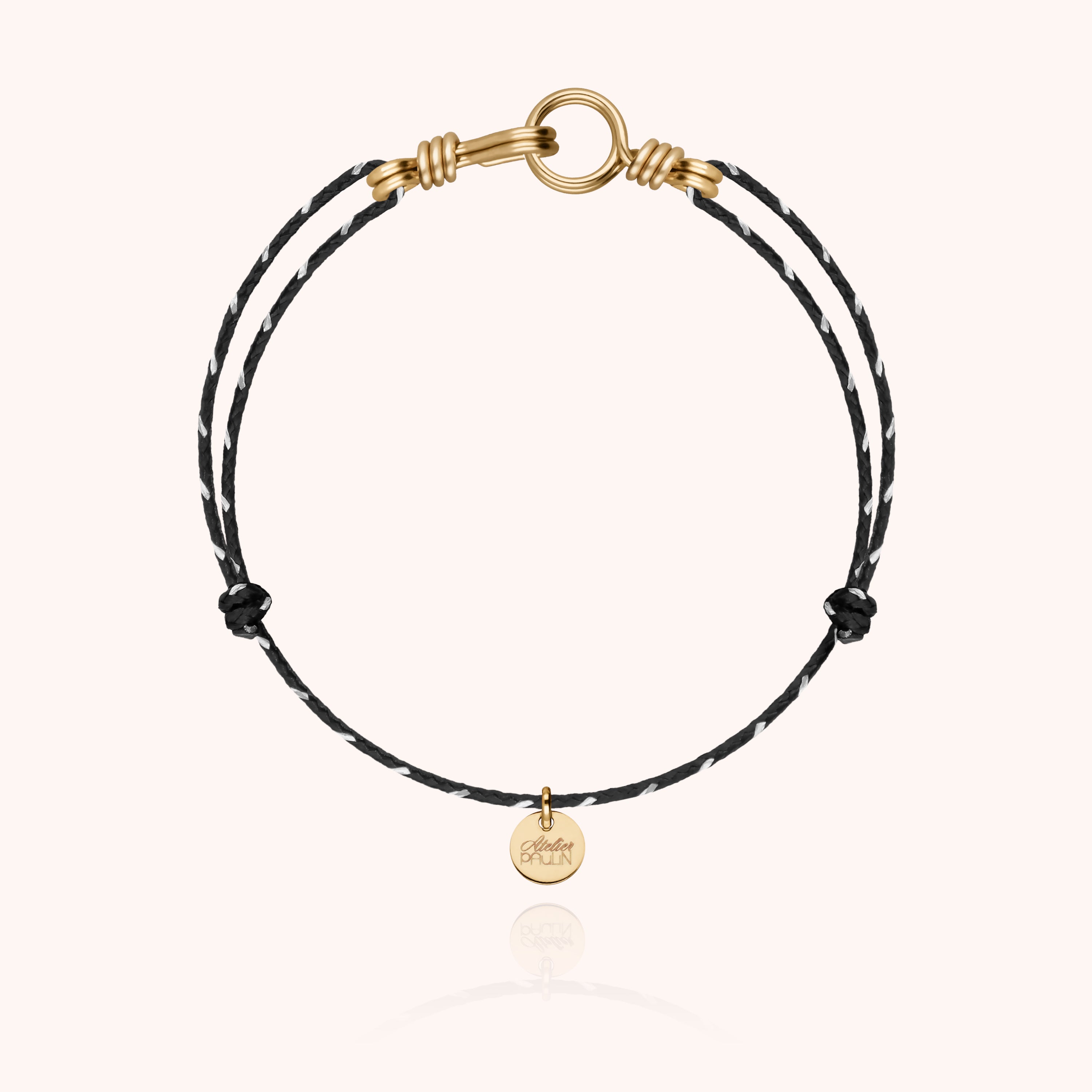 Bracelet Cordon Réfléchissant Attache moi en or jaune laminé — fabriqué à la main à Paris