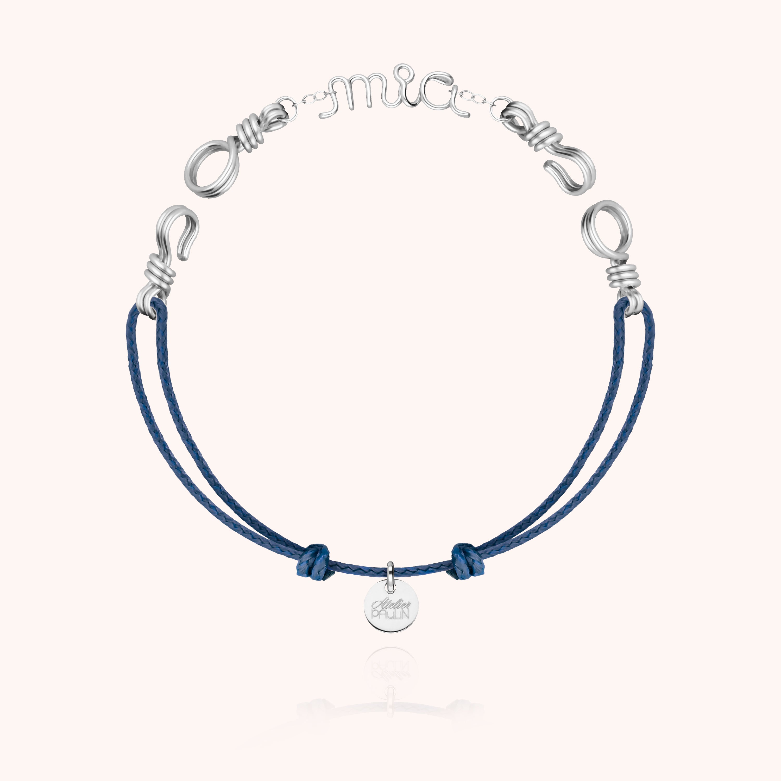 Attache moi Personalized Cord Bracelet - silver