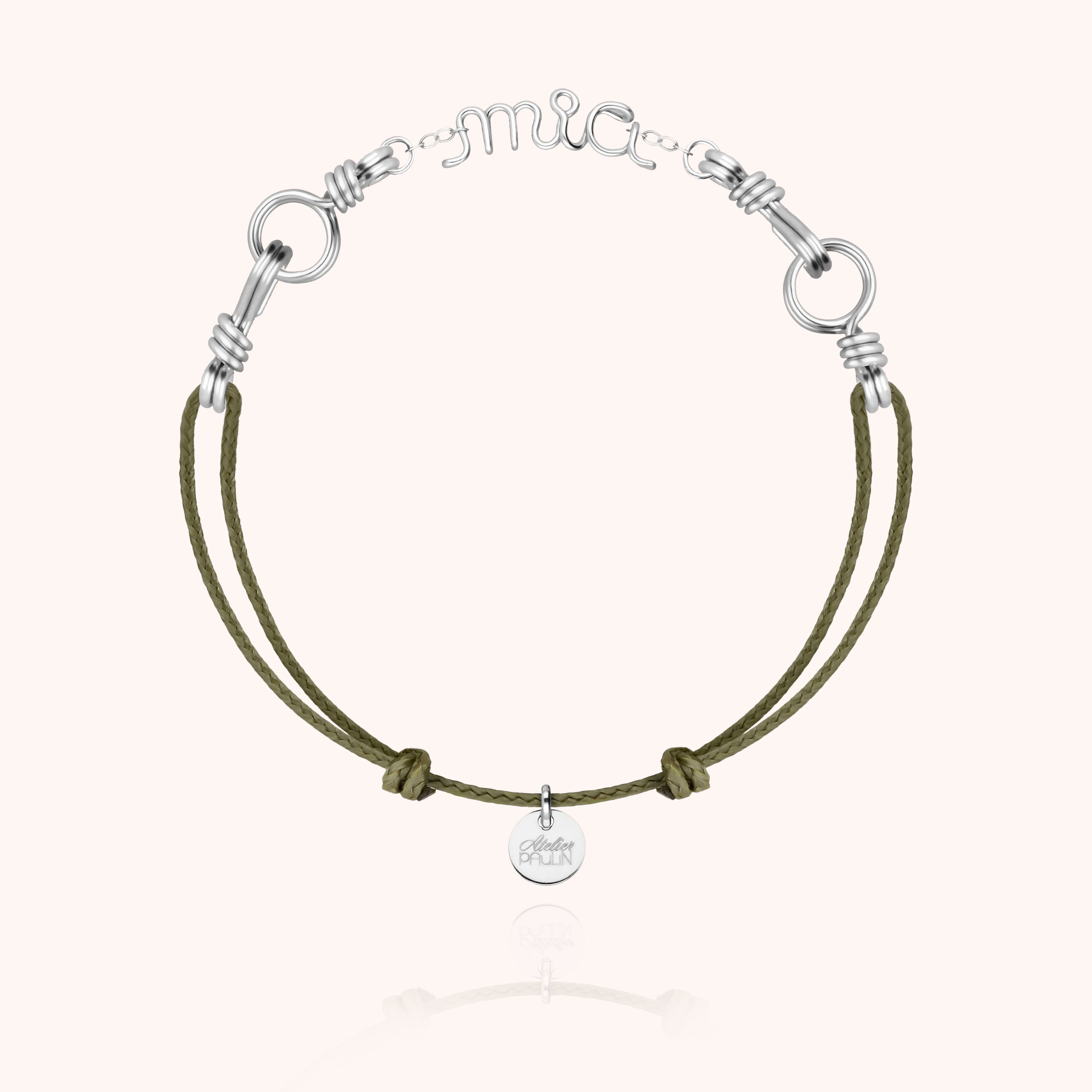 Attache moi Personalized Cord Bracelet - silver