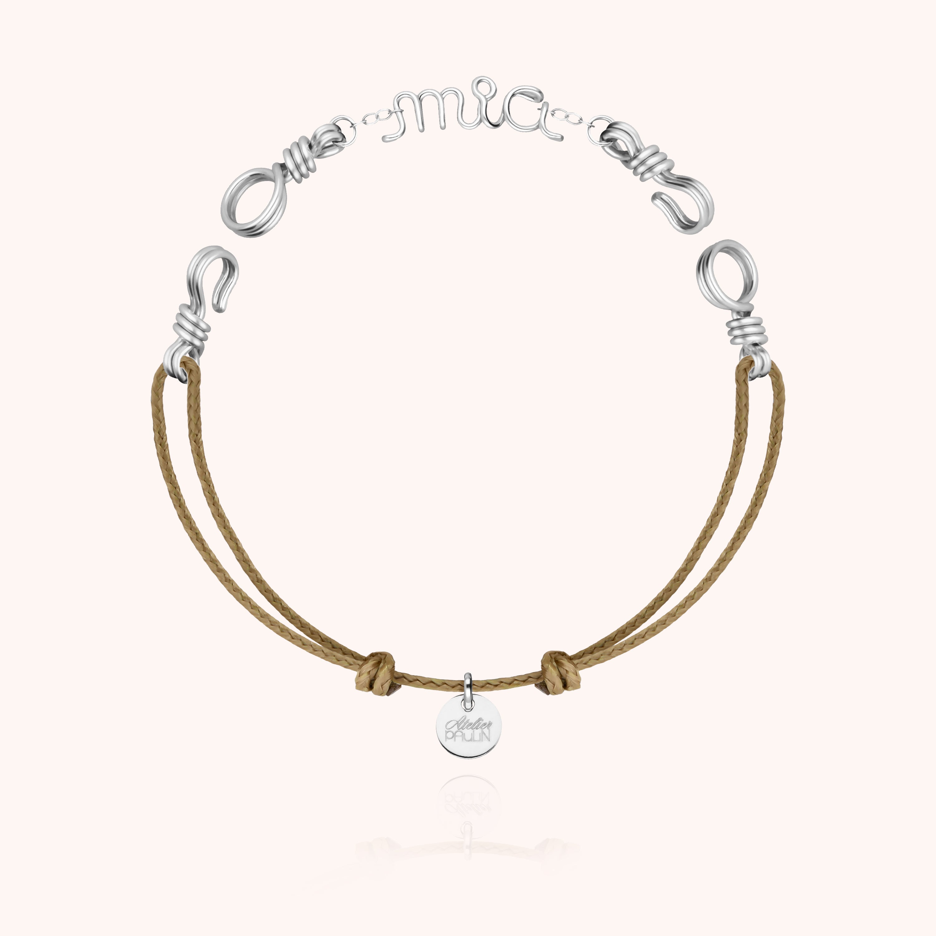Attache moi Personalized Cord Bracelet - silver