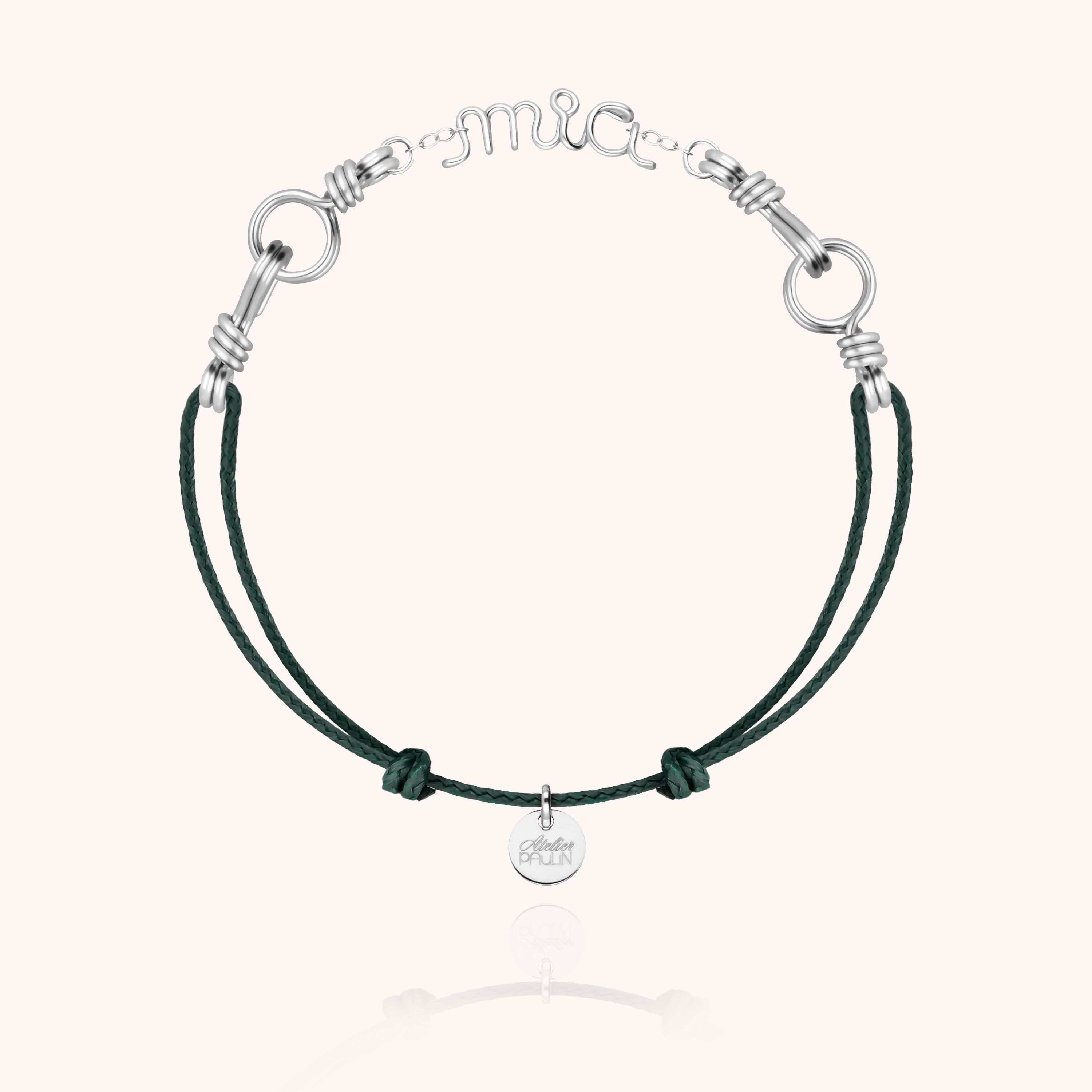Attache moi Personalized Cord Bracelet - silver