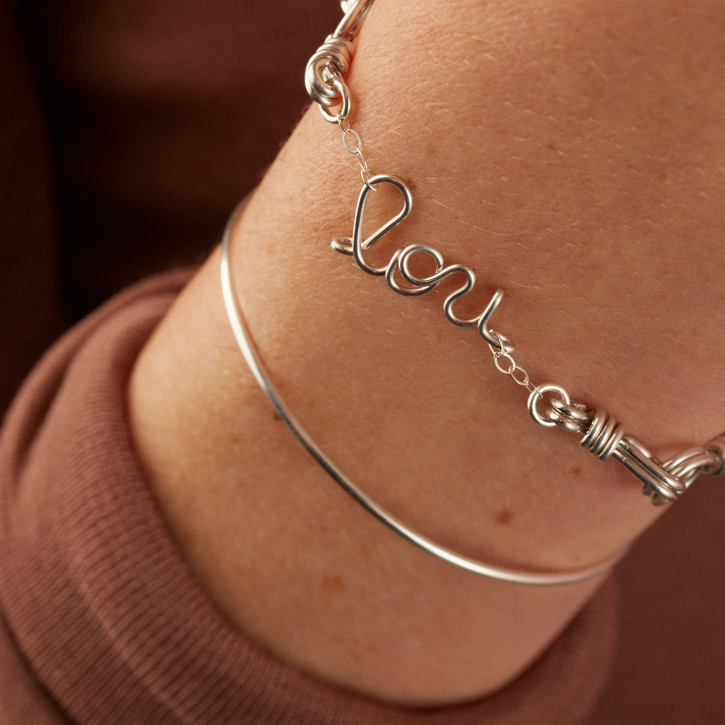 Bracelet Cordon Attache moi Personnalisé - argent