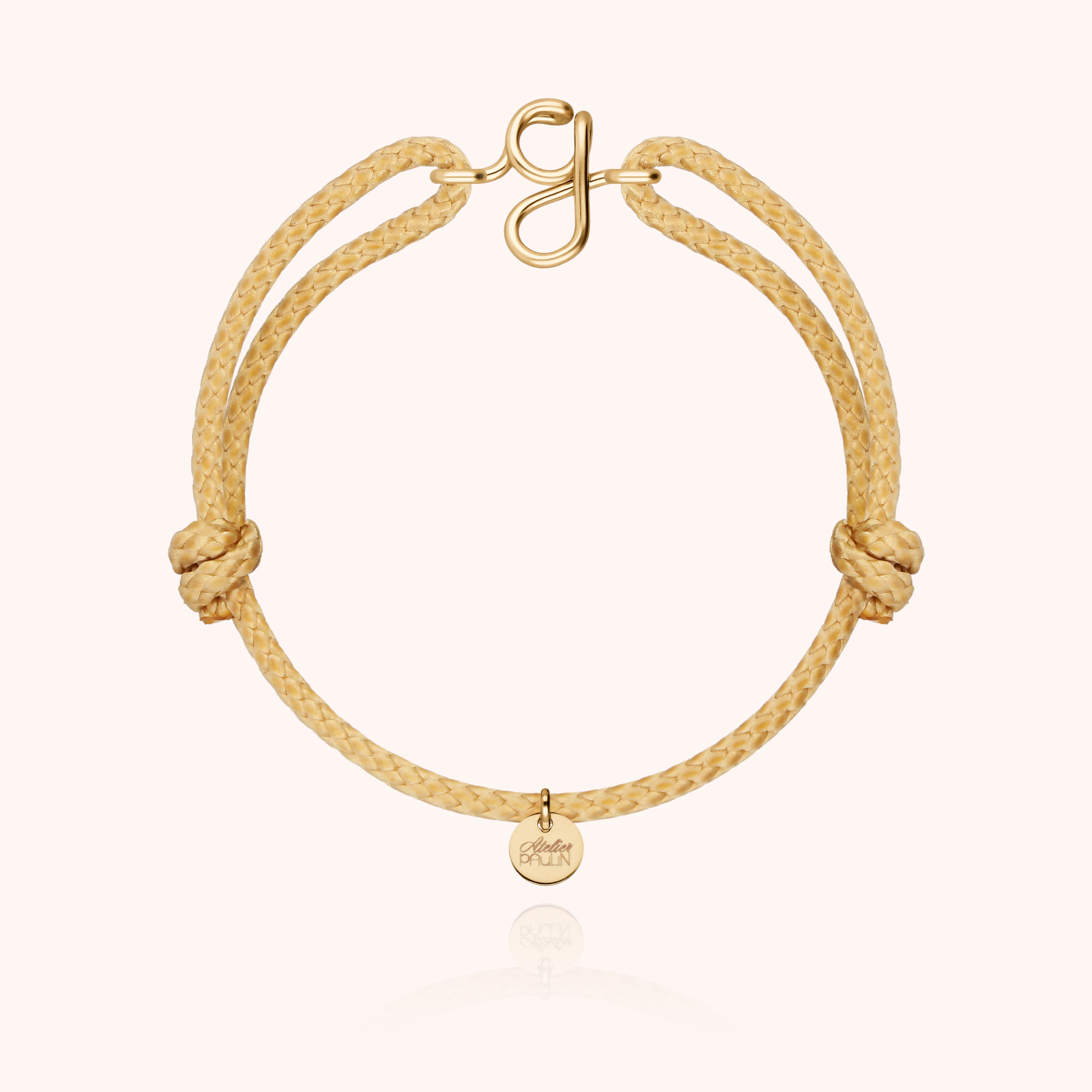 Bracelet Cordon Ciré Initiale Homme - or jaune laminé