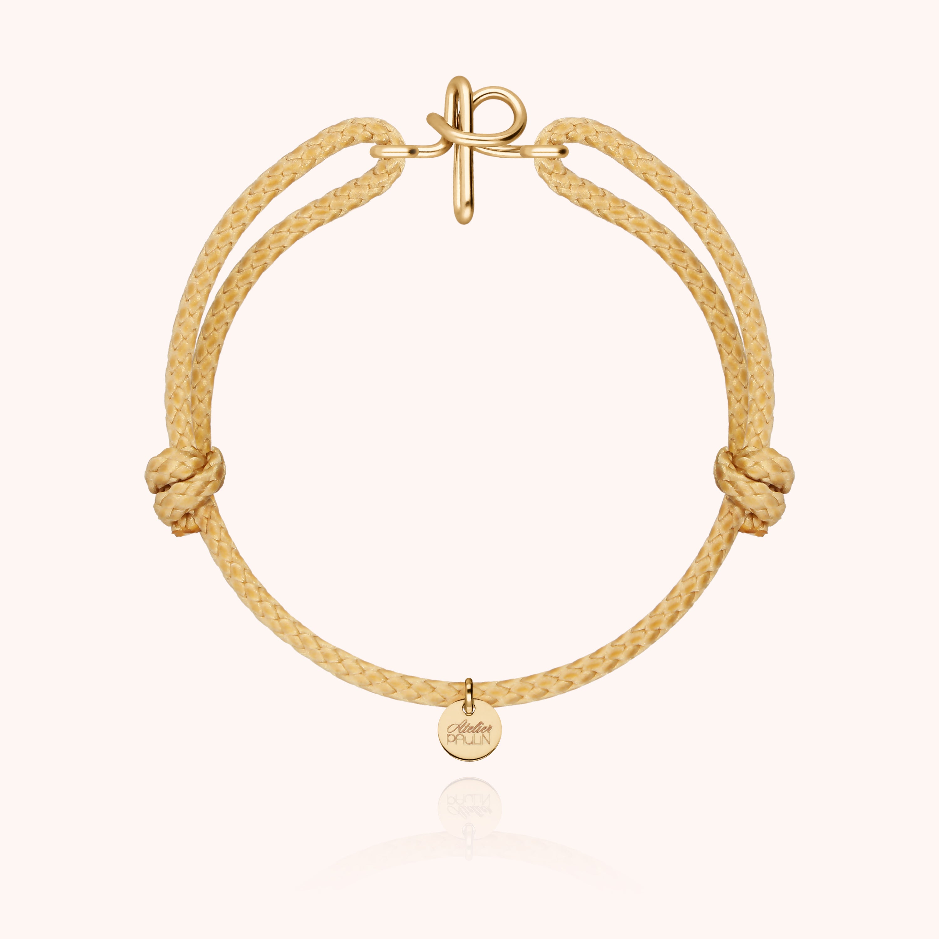 Bracelet Cordon Ciré Initiale Homme - or jaune laminé