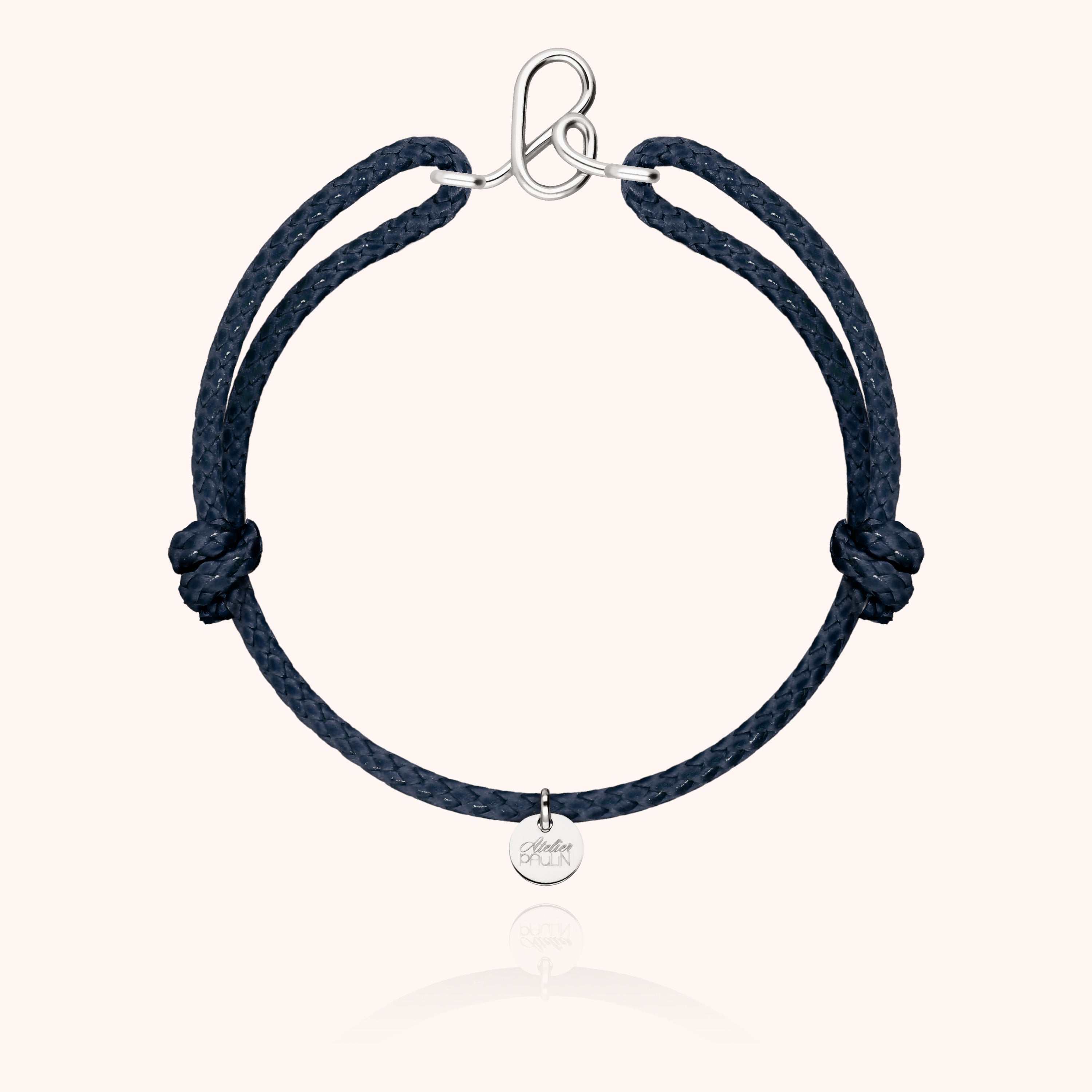 Bracelet Cordon Ciré Initiale Homme - argent