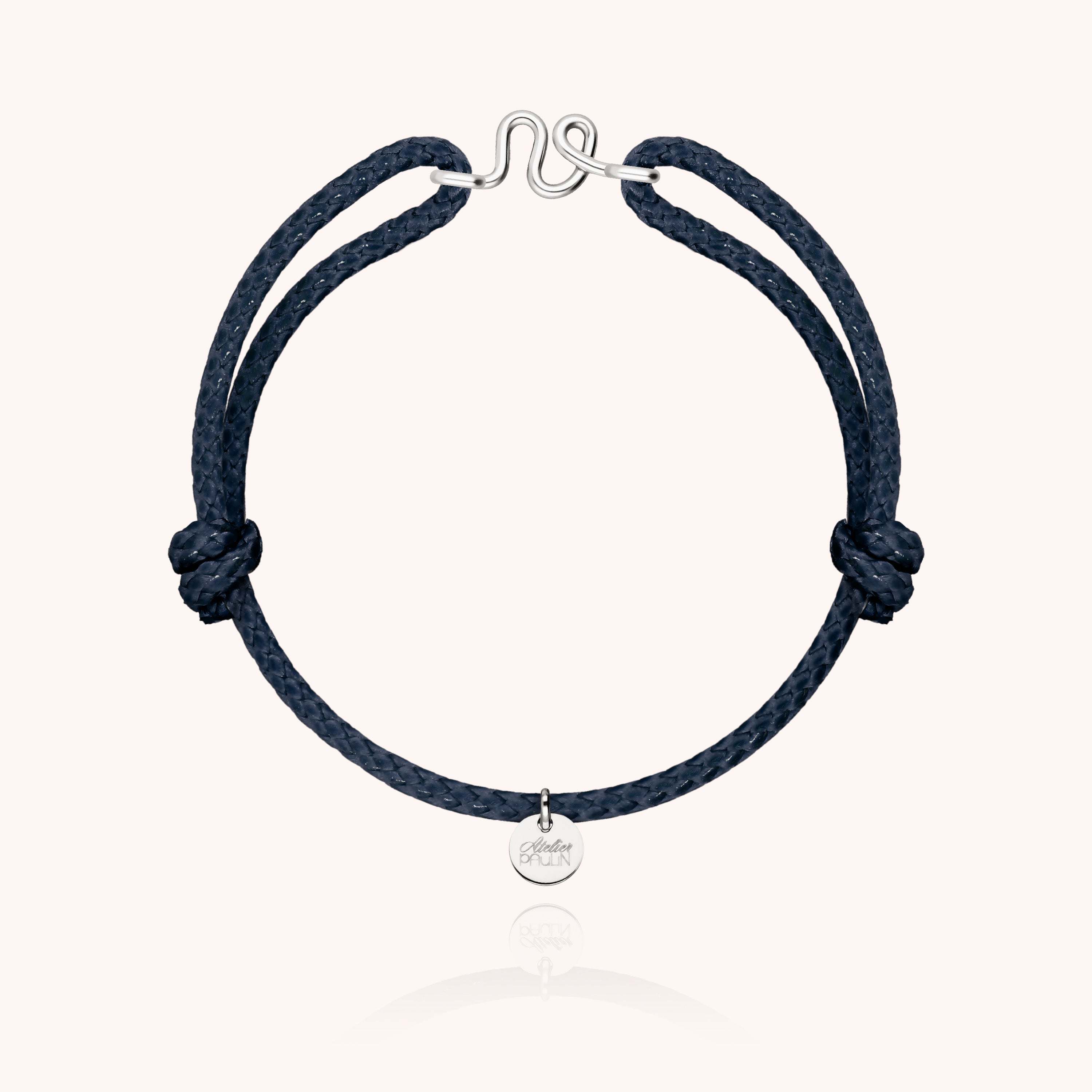 Bracelet Cordon Ciré Initiale Homme - argent