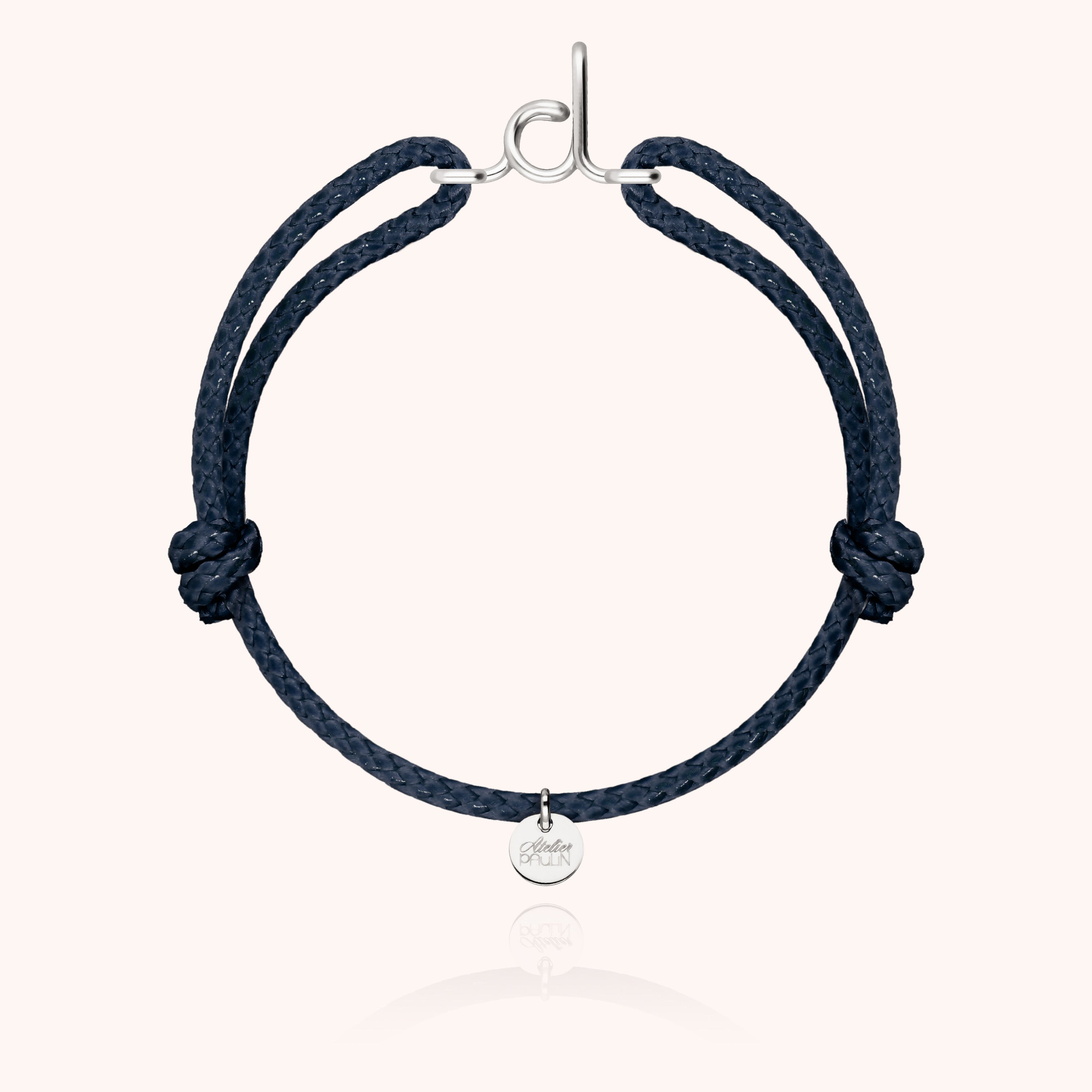 Bracelet Cordon Ciré Initiale Homme - argent