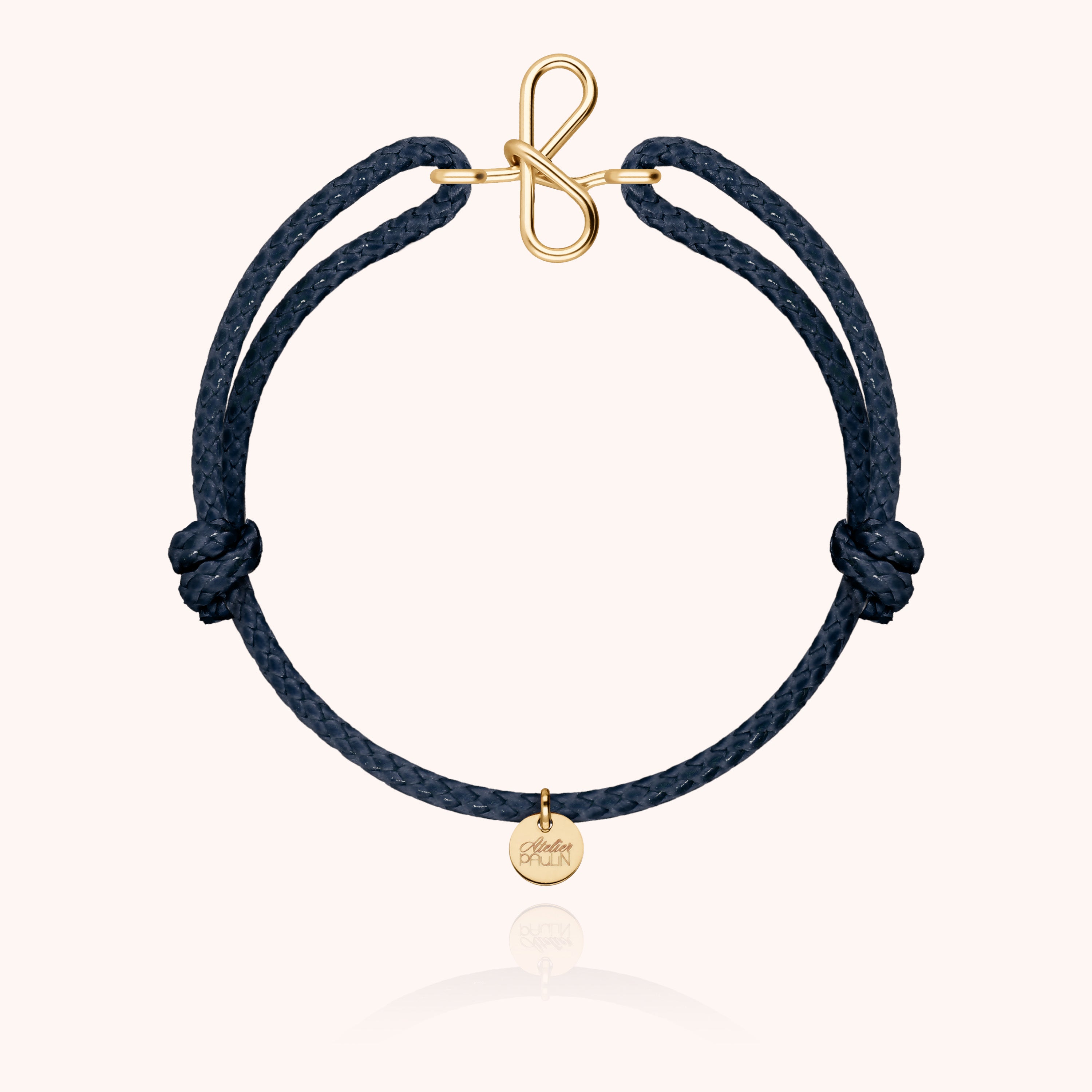 Bracelet Cordon Ciré Initiale Homme - or jaune laminé