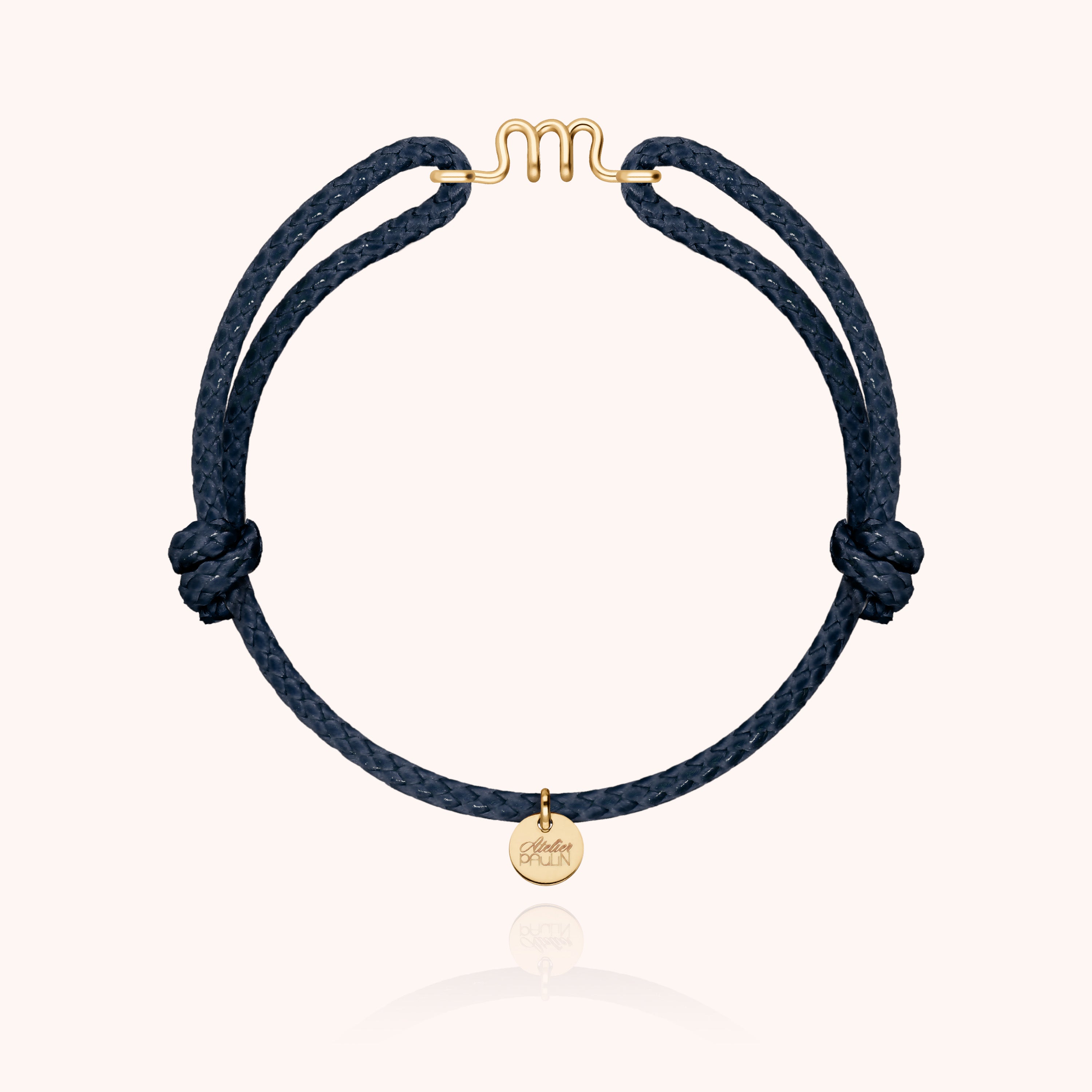 Bracelet Cordon Ciré Initiale Homme - or jaune laminé