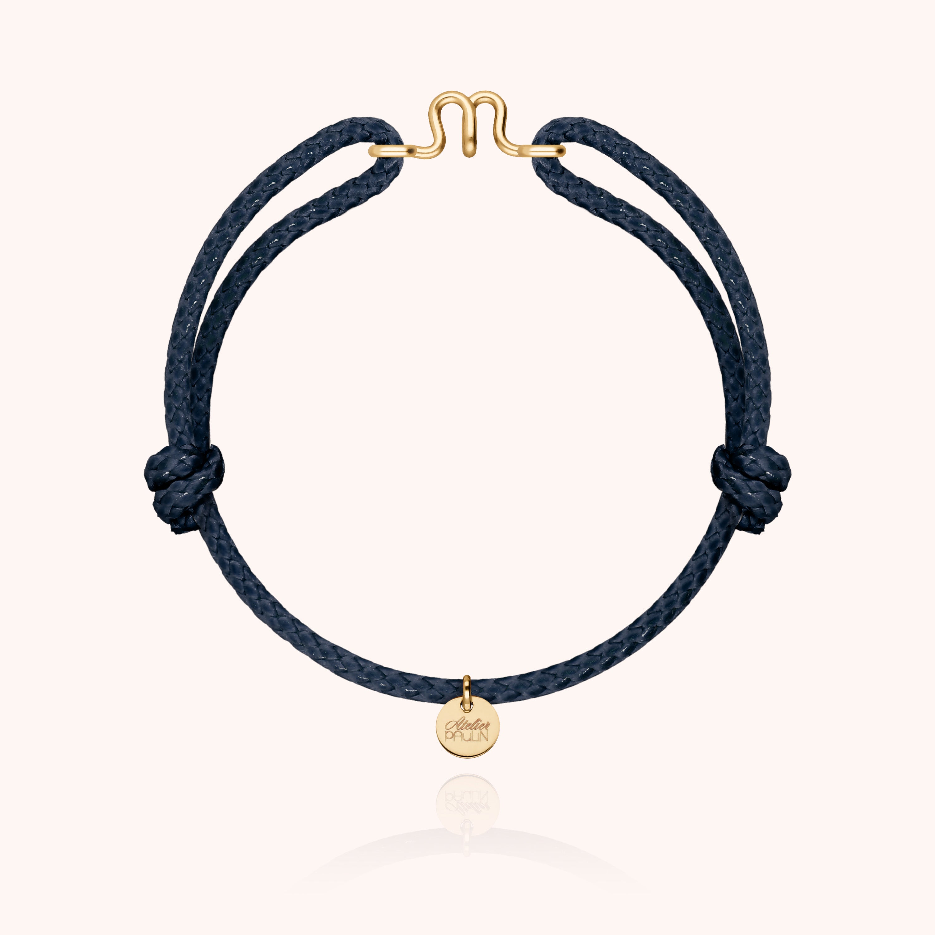 Bracelet Cordon Ciré Initiale Homme - or jaune laminé