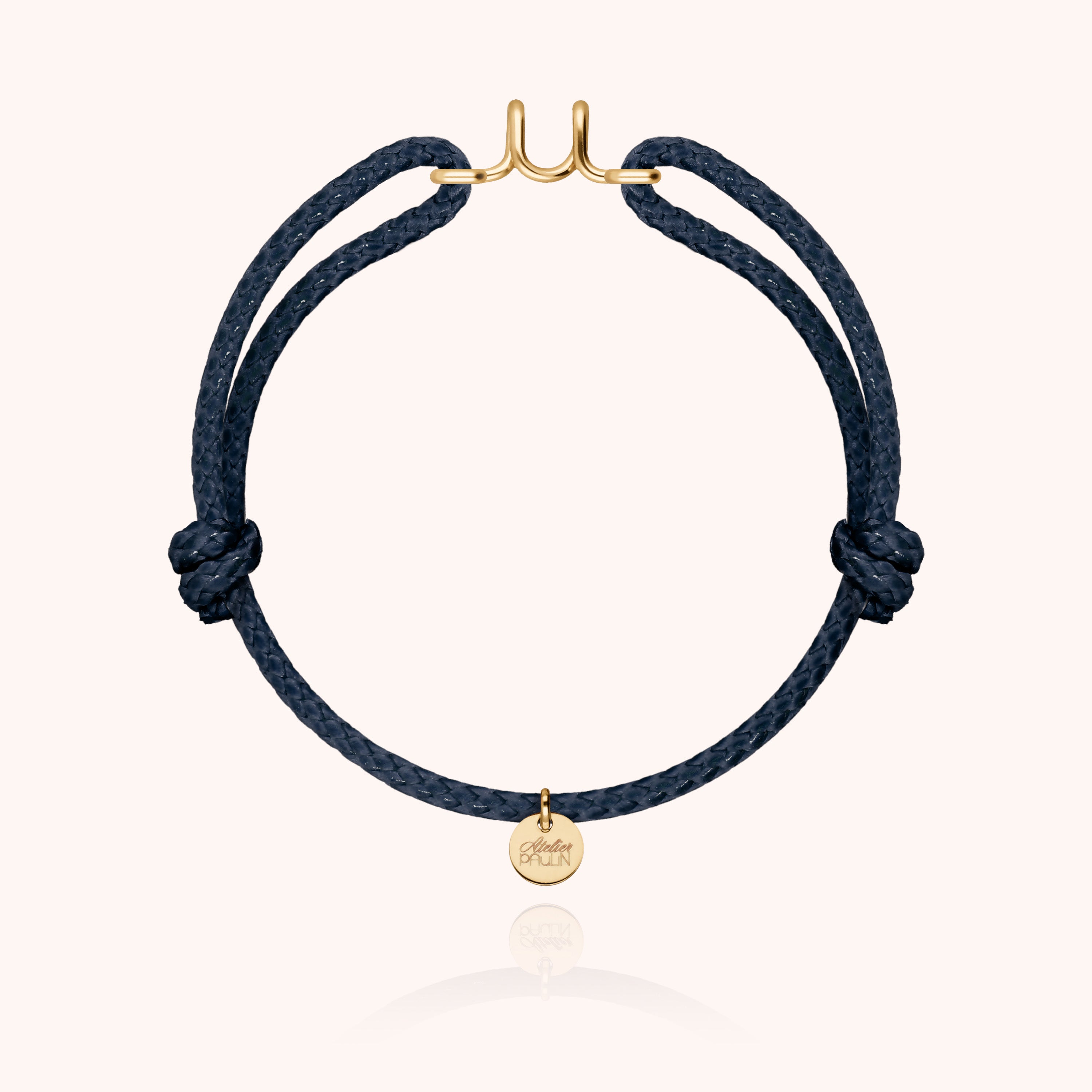 Bracelet Cordon Ciré Initiale Homme - or jaune laminé