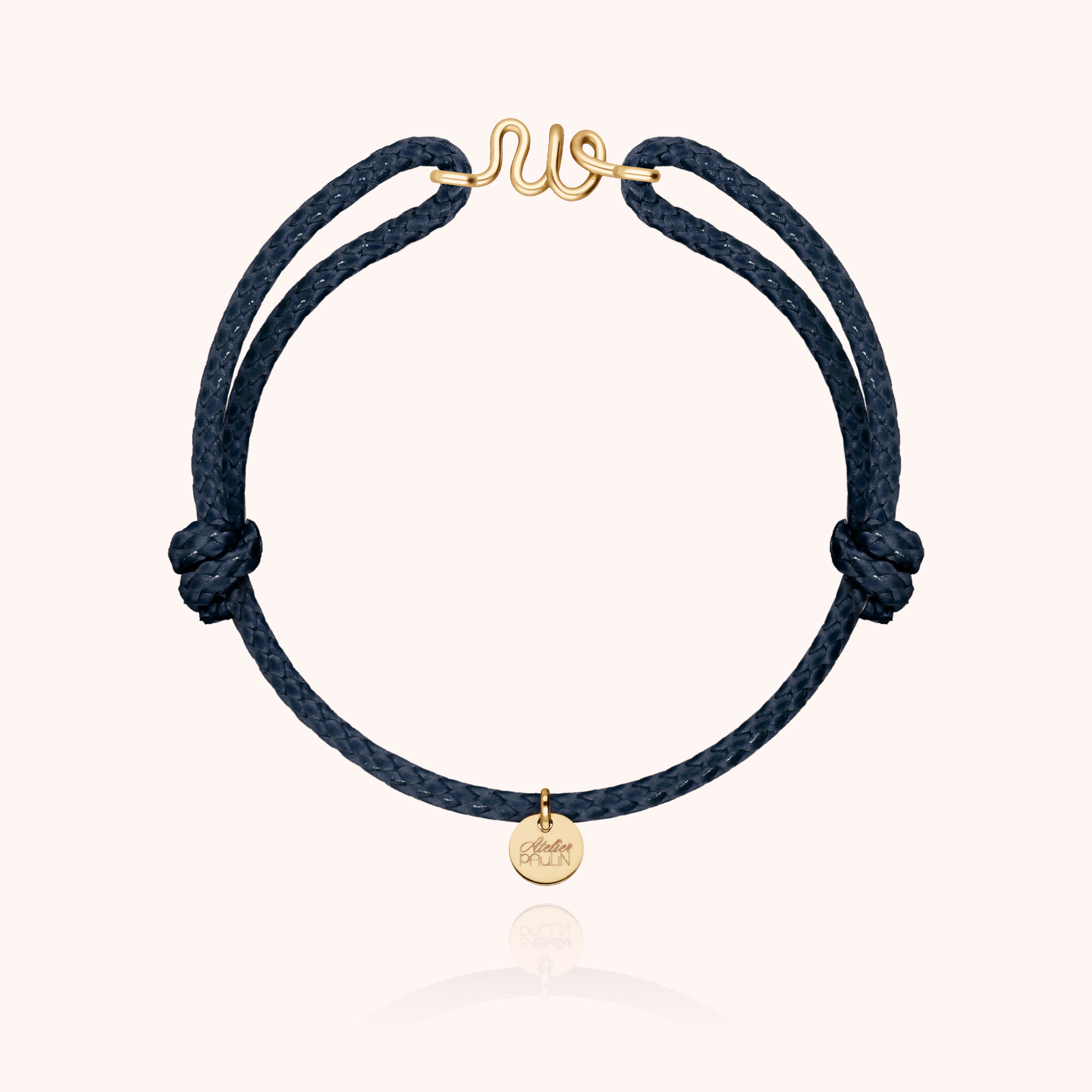 Bracelet Cordon Ciré Initiale Homme - or jaune laminé