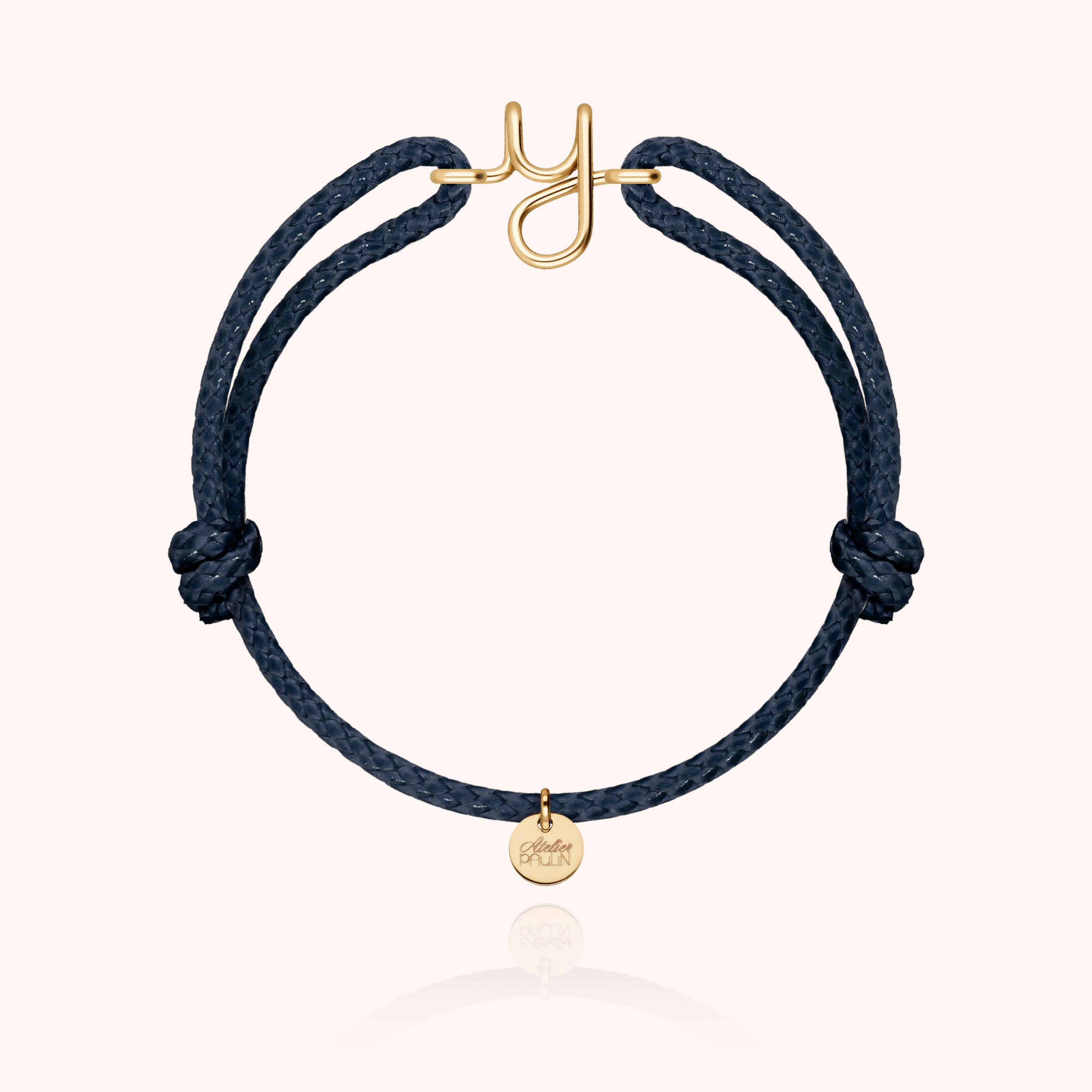 Bracelet Cordon Ciré Initiale Homme - or jaune laminé