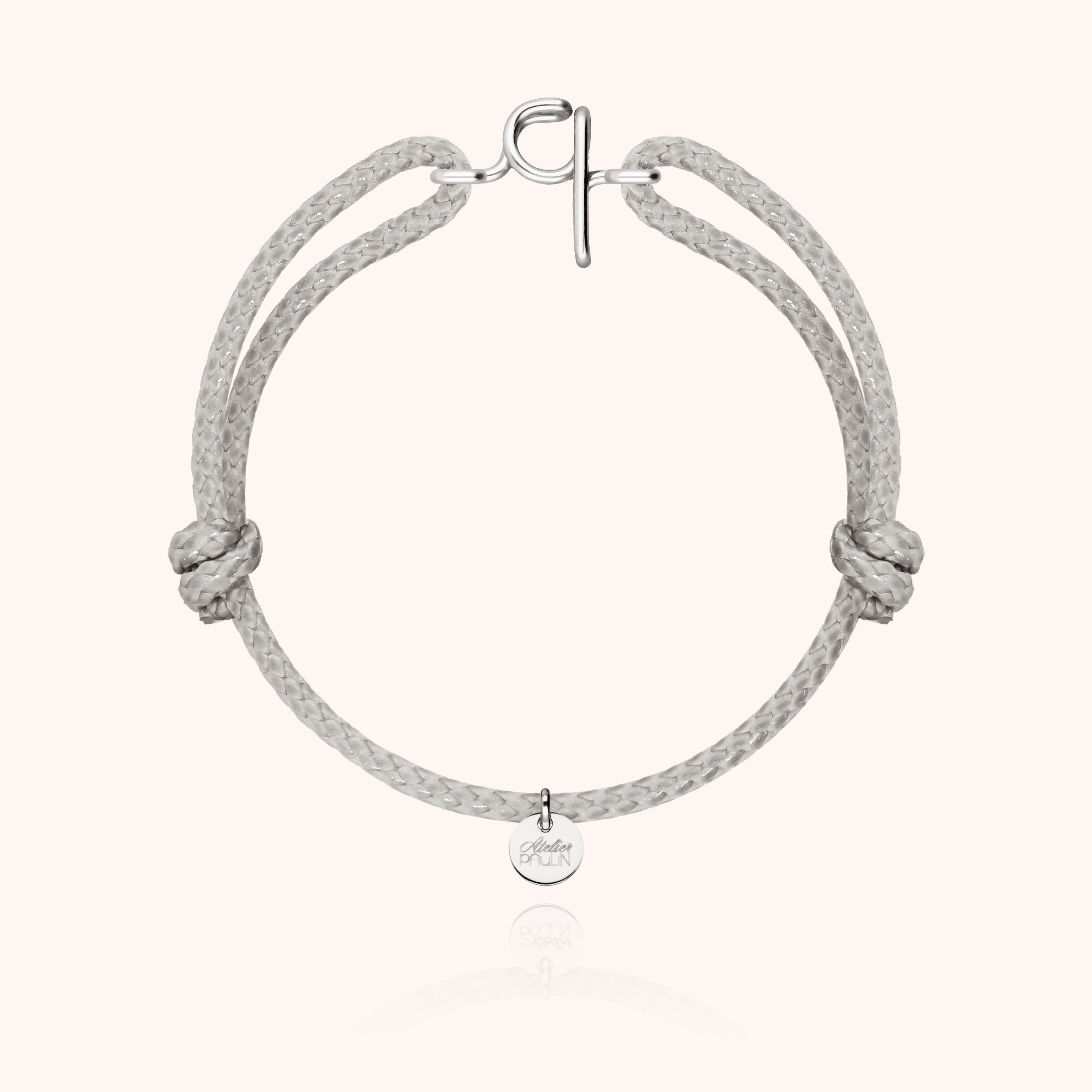 Bracelet Cordon Ciré Initiale Homme - argent