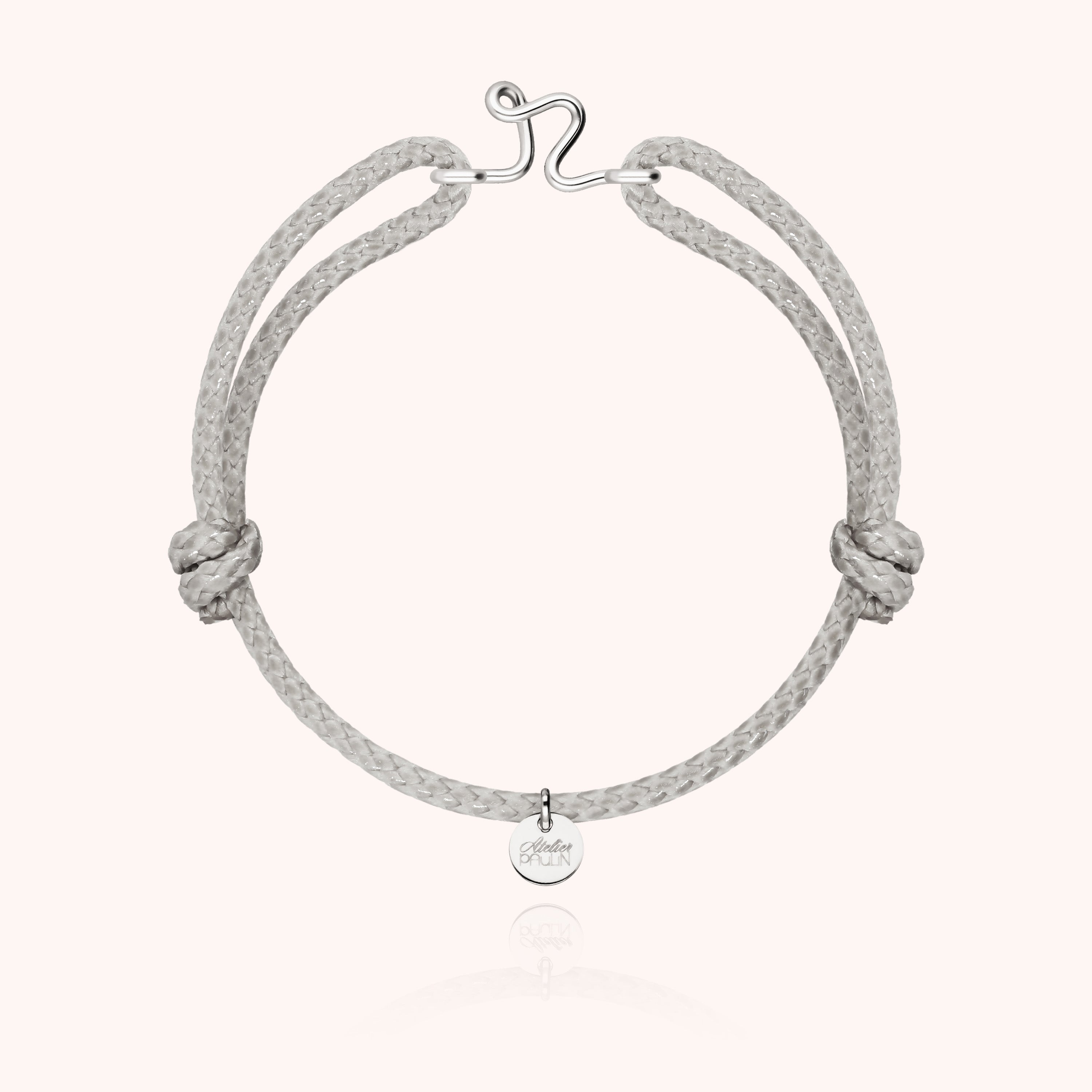 Bracelet Cordon Ciré Initiale Homme - argent