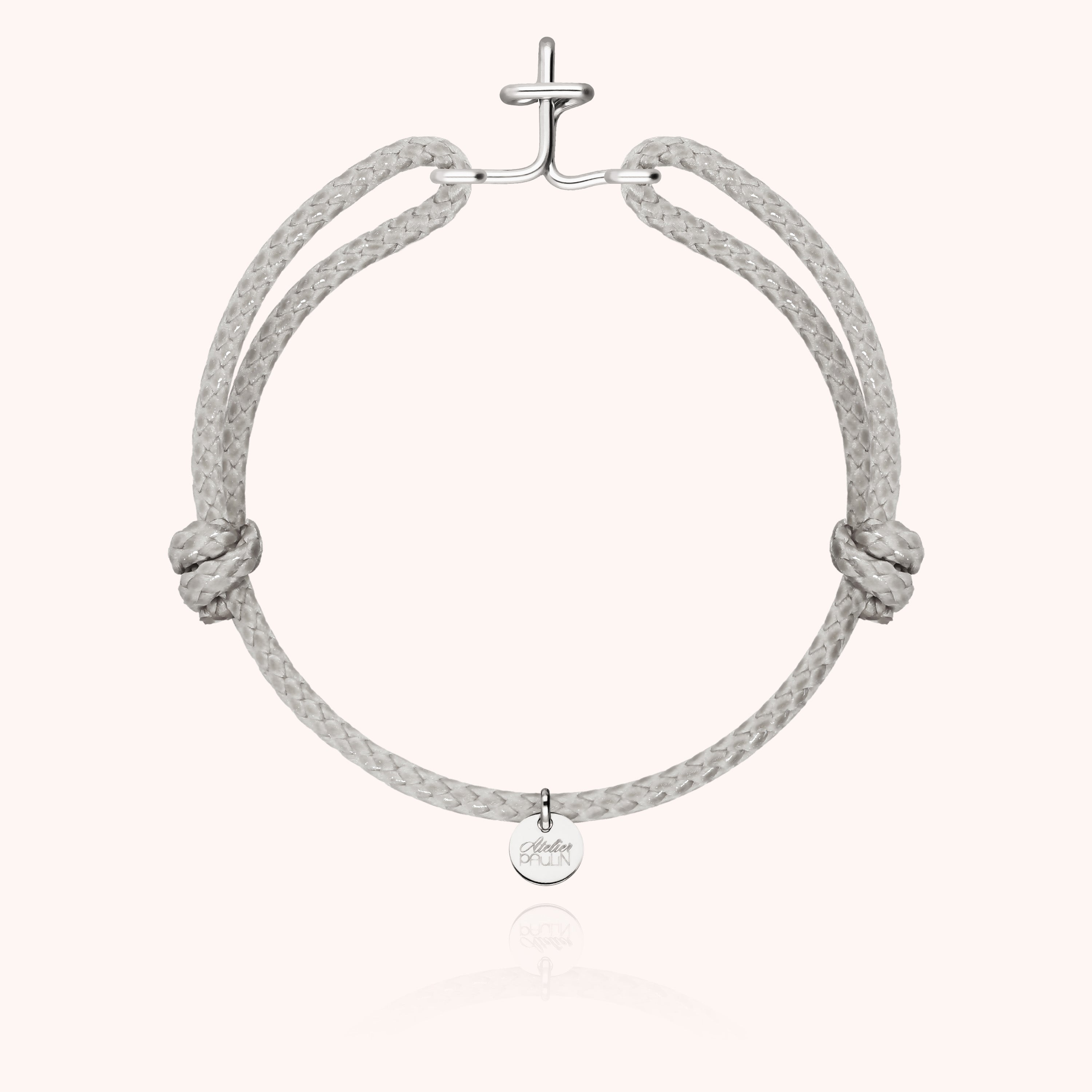 Bracelet Cordon Ciré Initiale Homme - argent