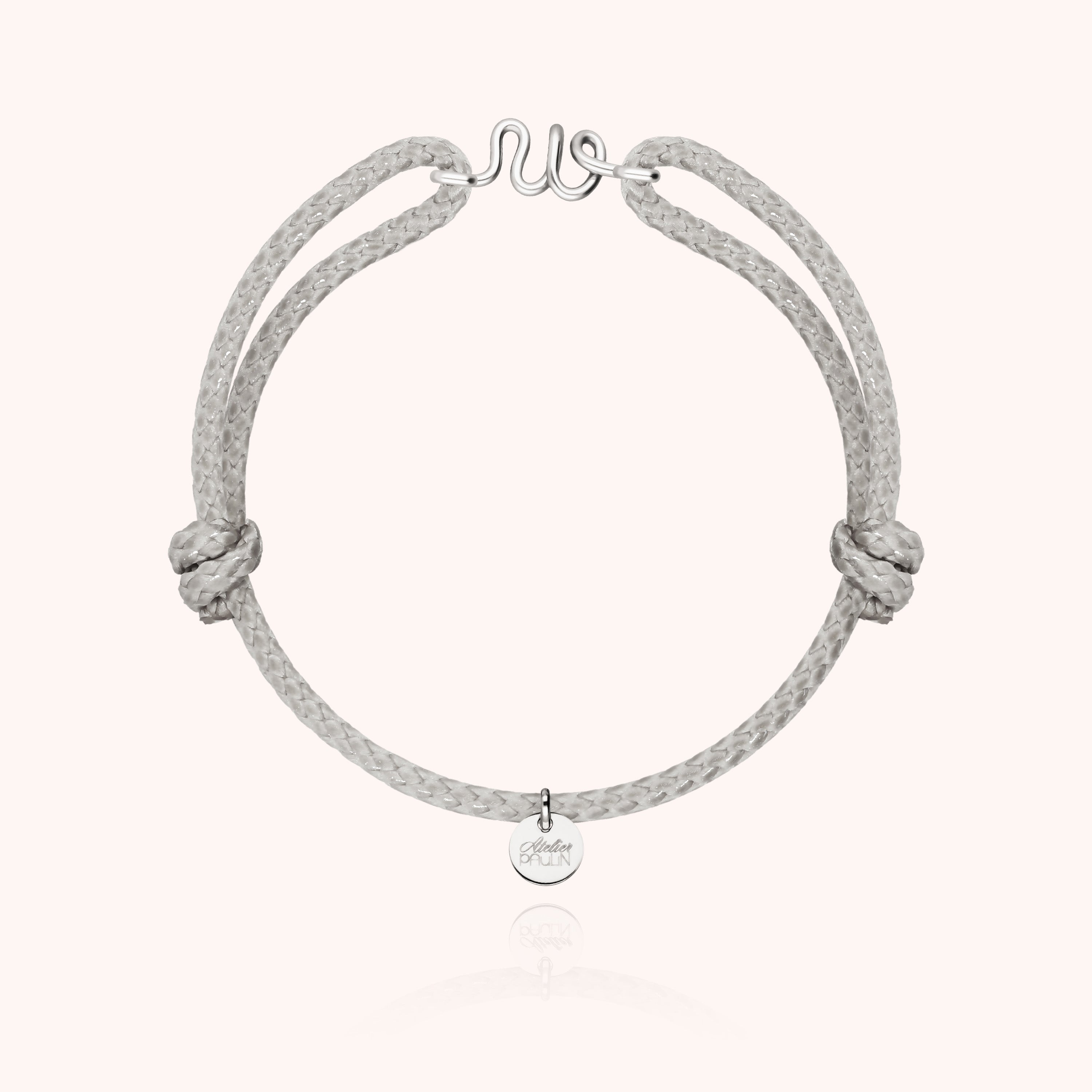 Bracelet Cordon Ciré Initiale Homme - argent