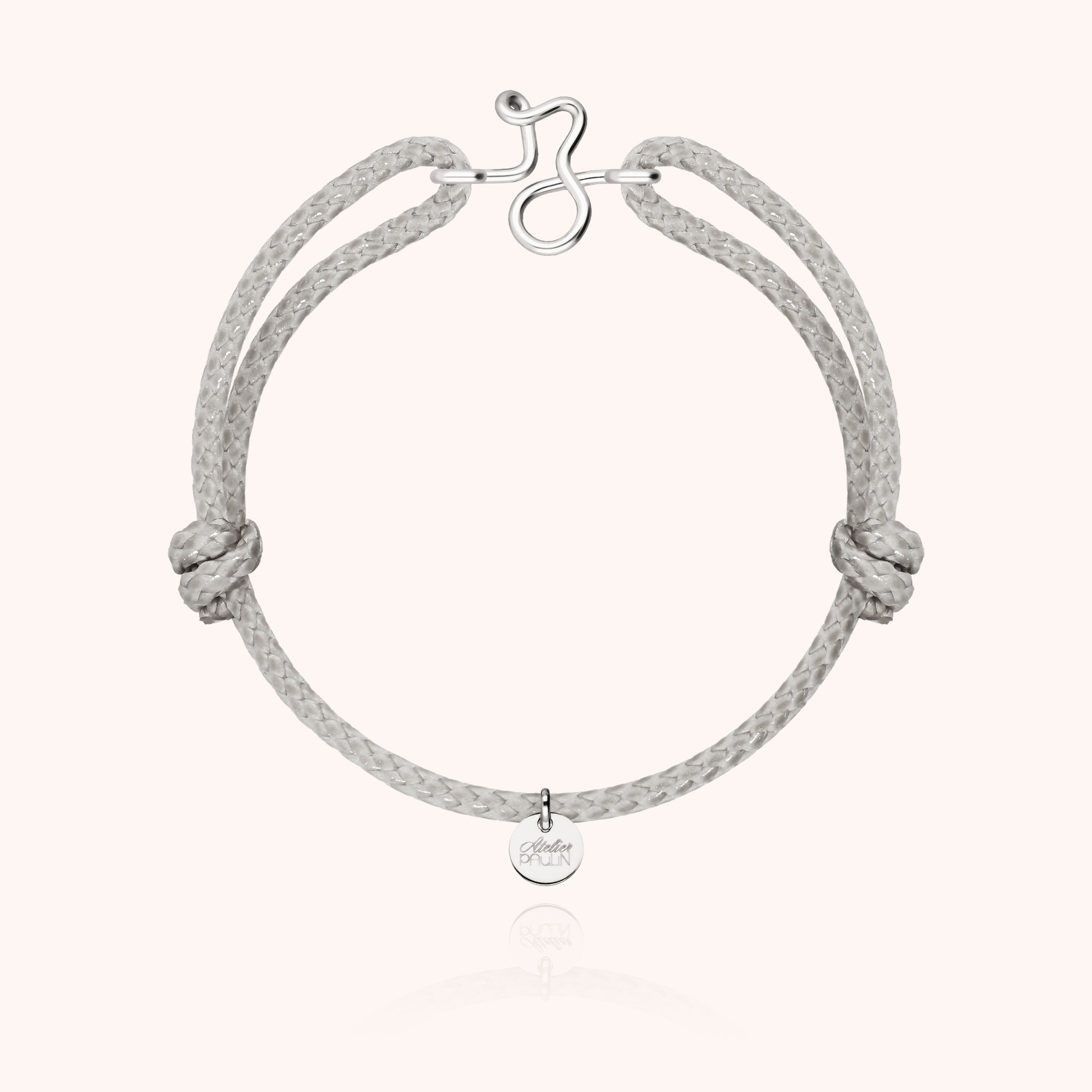 Bracelet Cordon Ciré Initiale Homme - argent