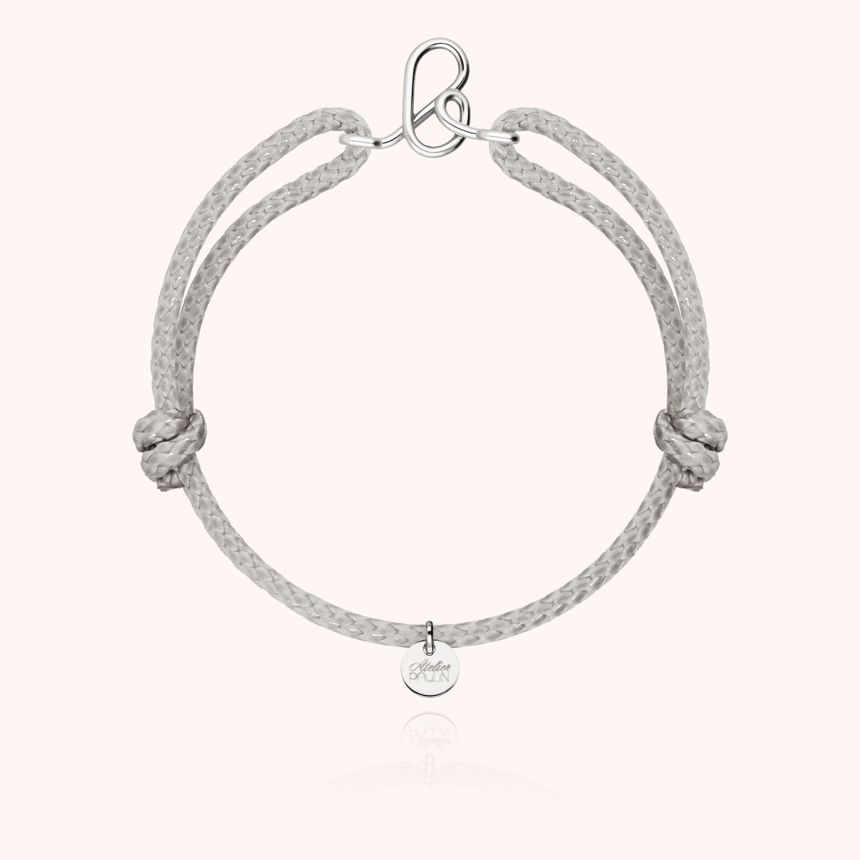 Bracelet Cordon Ciré Initiale Homme - argent