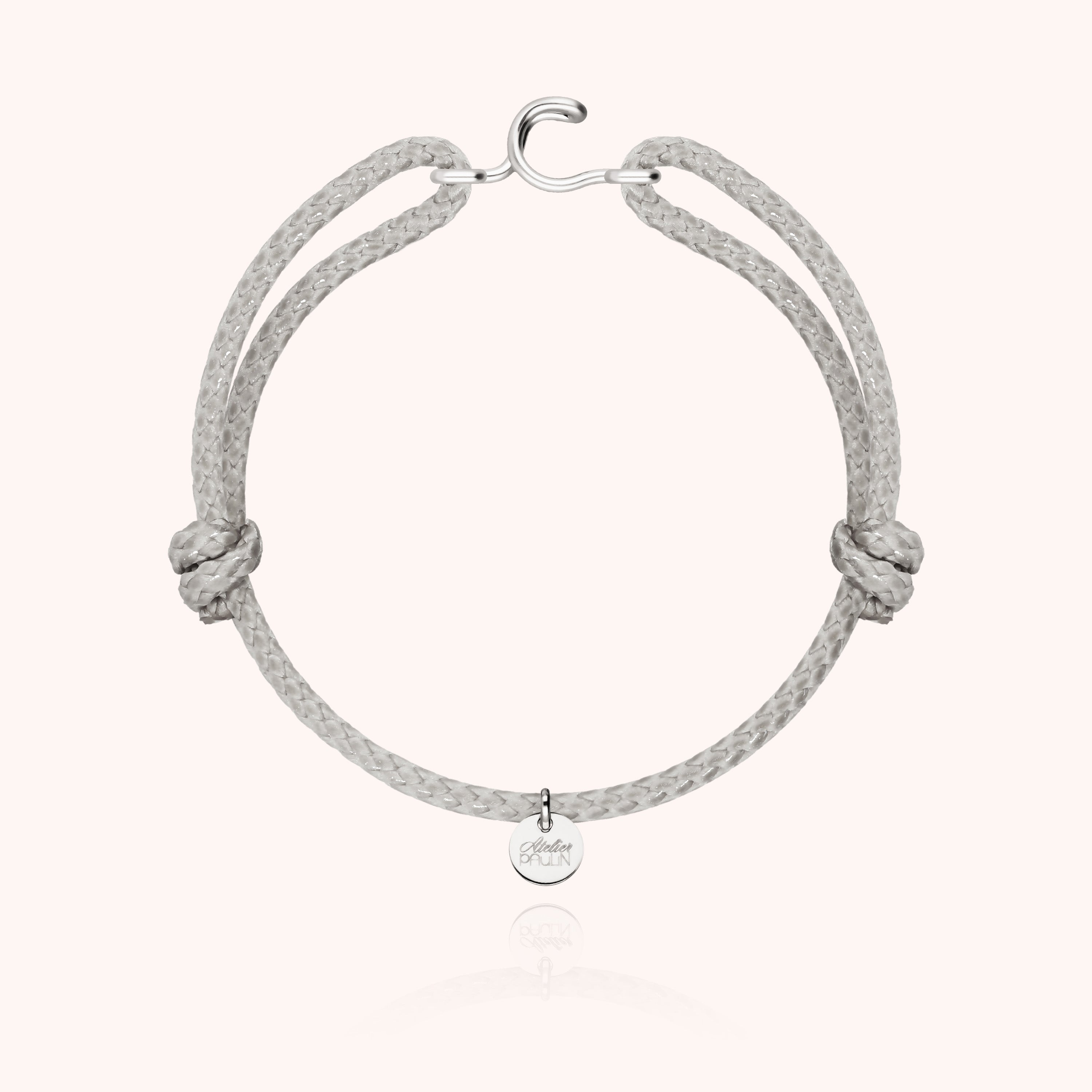 Bracelet Cordon Ciré Initiale Homme - argent