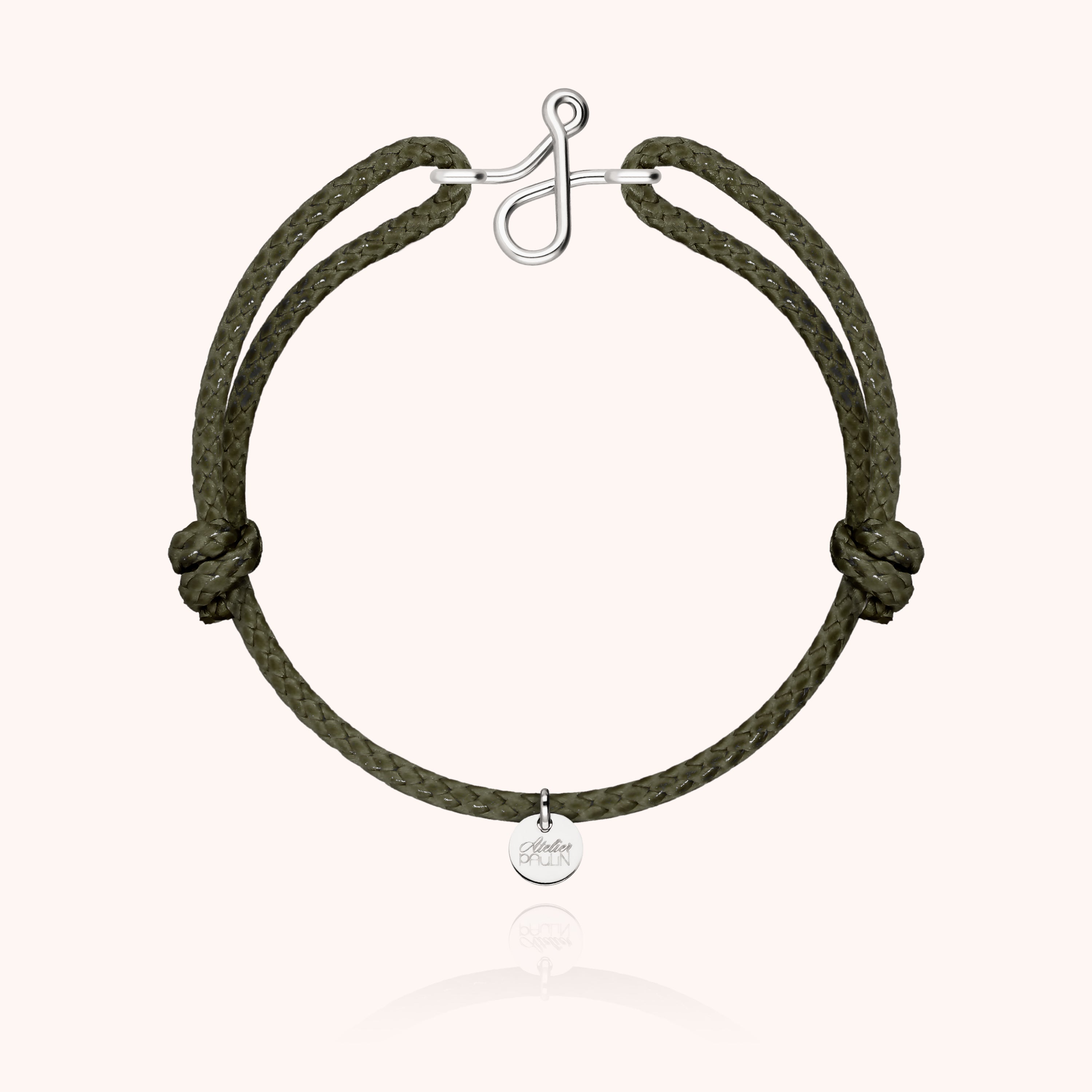 Bracelet Cordon Ciré Initiale Homme - argent