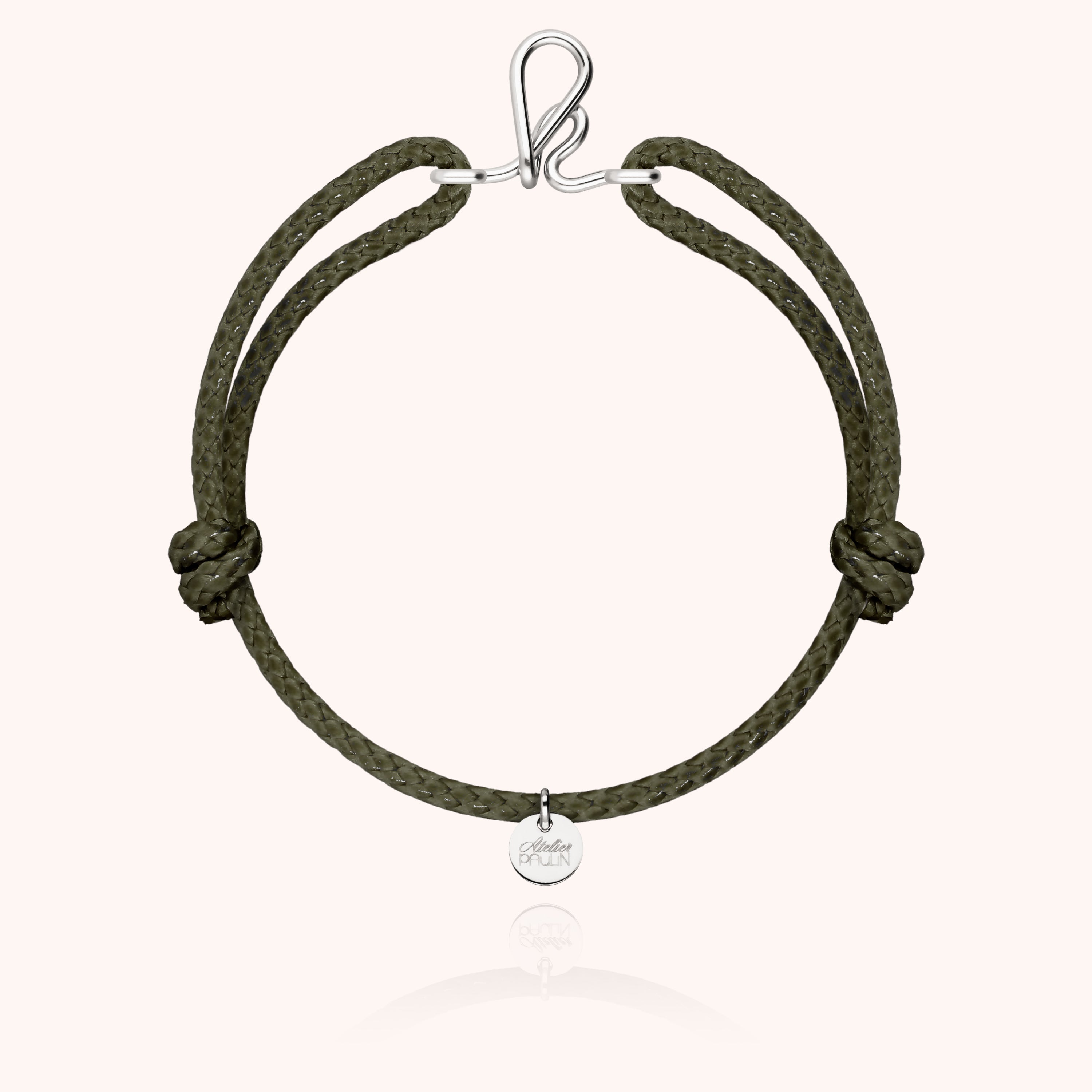 Bracelet Cordon Ciré Initiale Homme - argent