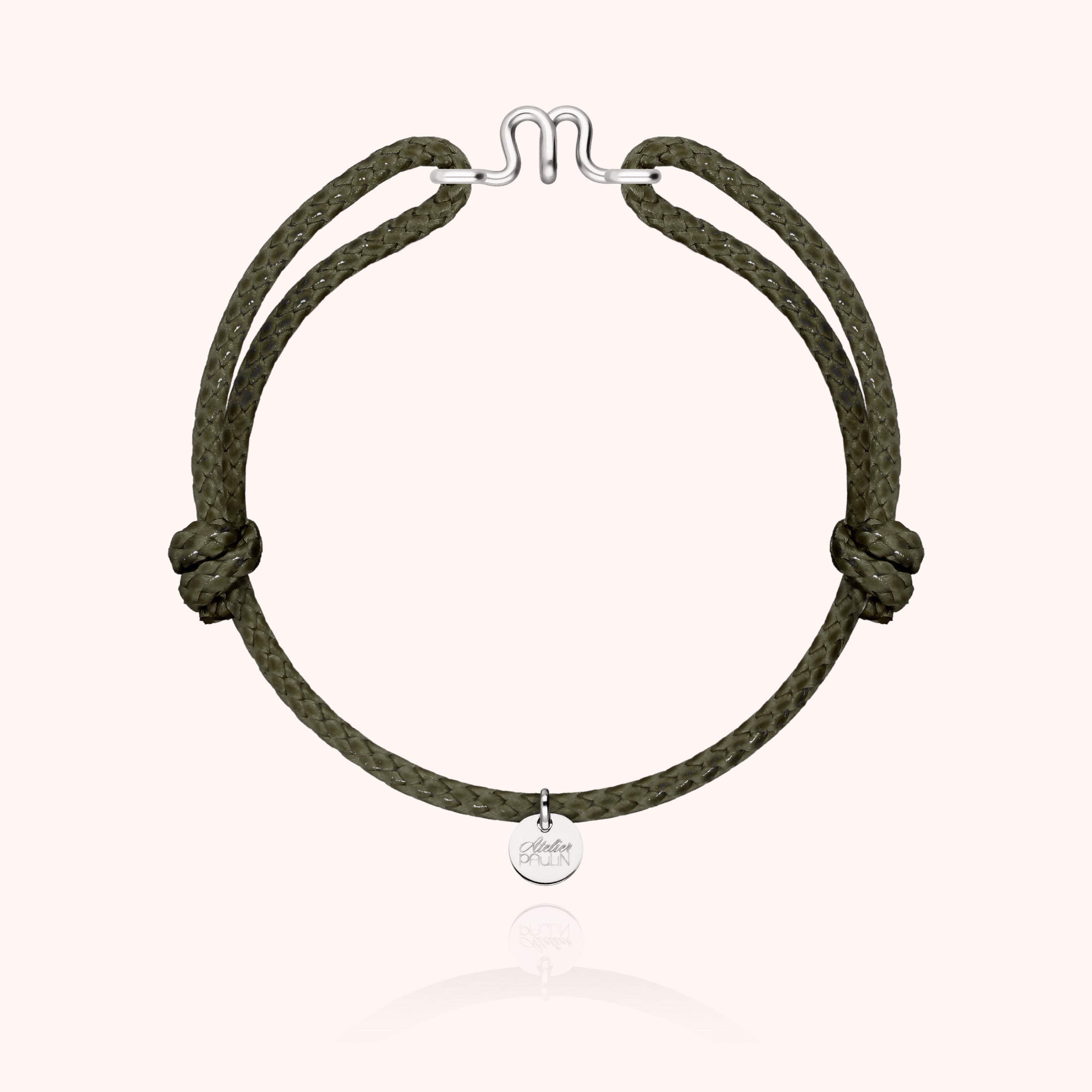 Bracelet Cordon Ciré Initiale Homme - argent