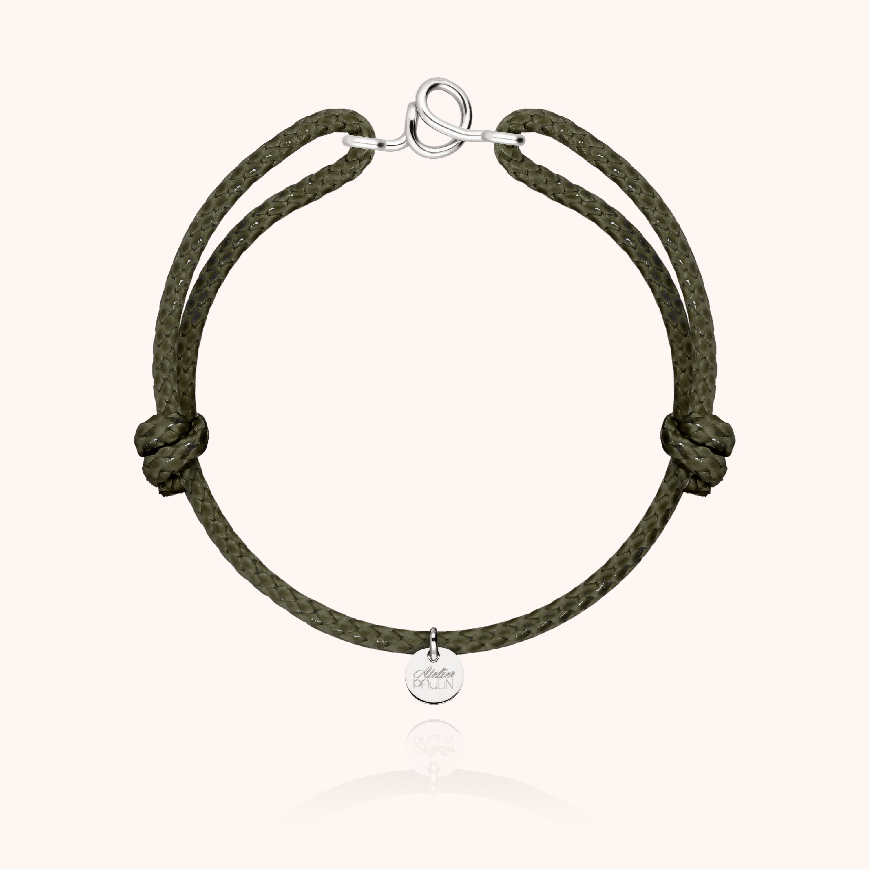 Bracelet Cordon Ciré Initiale Homme - argent