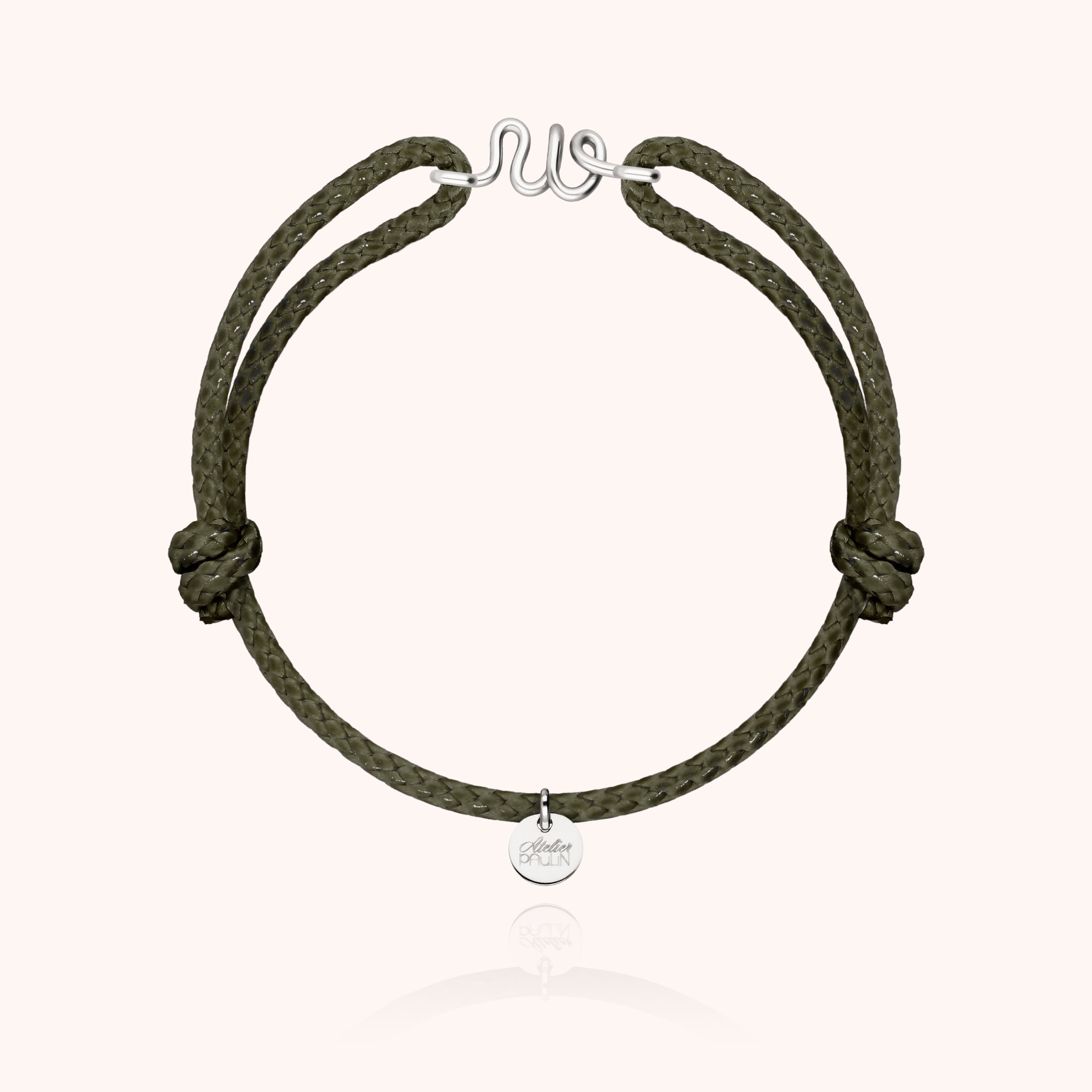 Bracelet Cordon Ciré Initiale Homme - argent