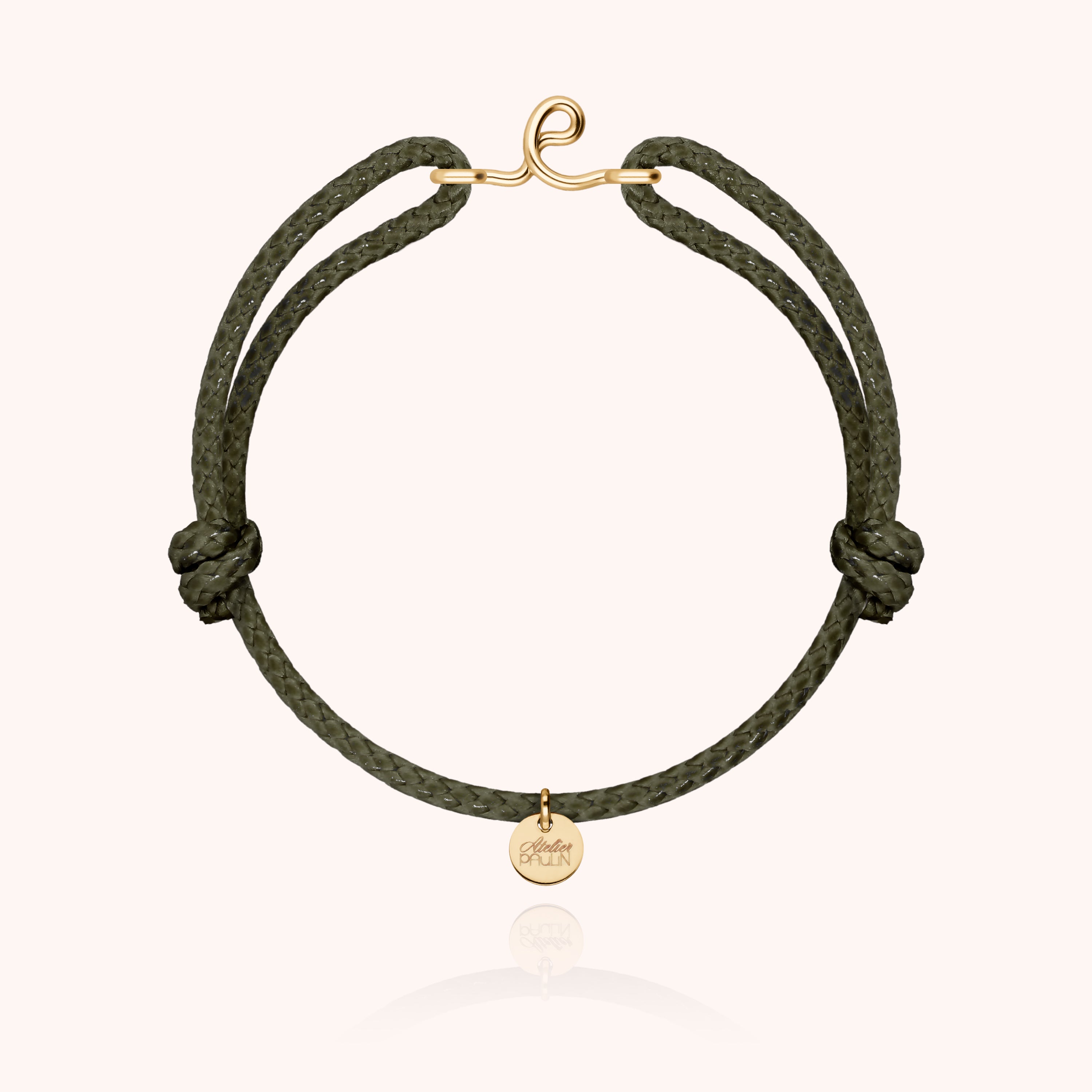 Bracelet Cordon Ciré Initiale Homme - or jaune laminé