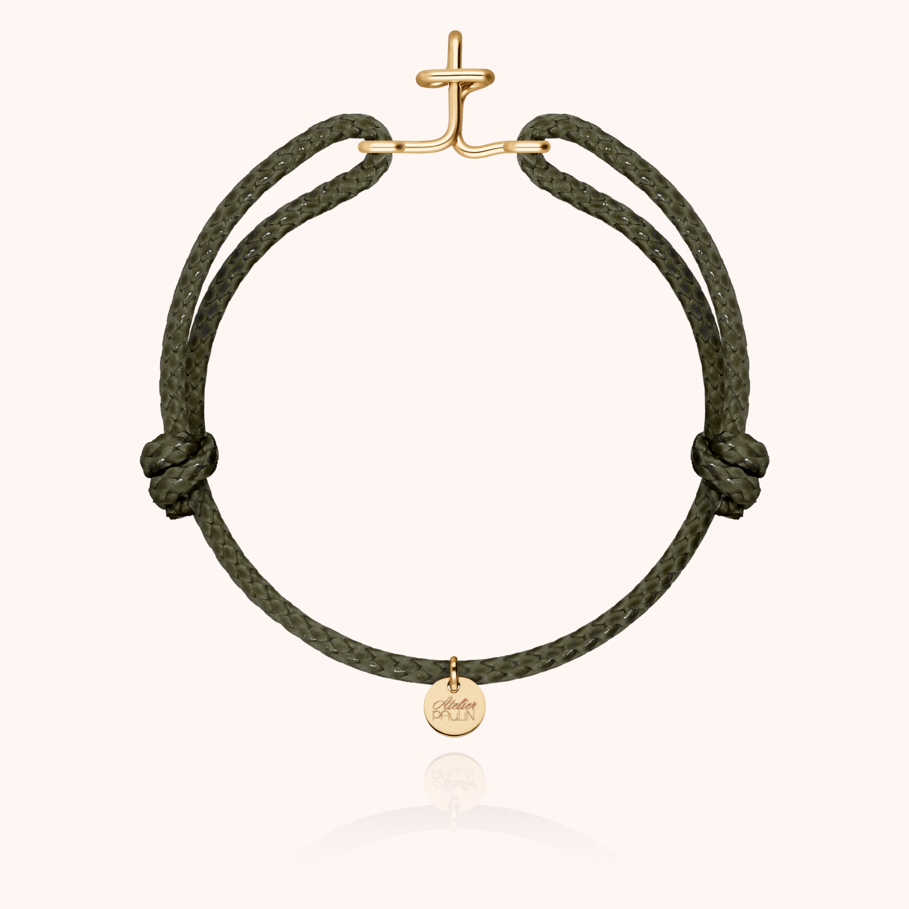 Bracelet Cordon Ciré Initiale Homme - or jaune laminé