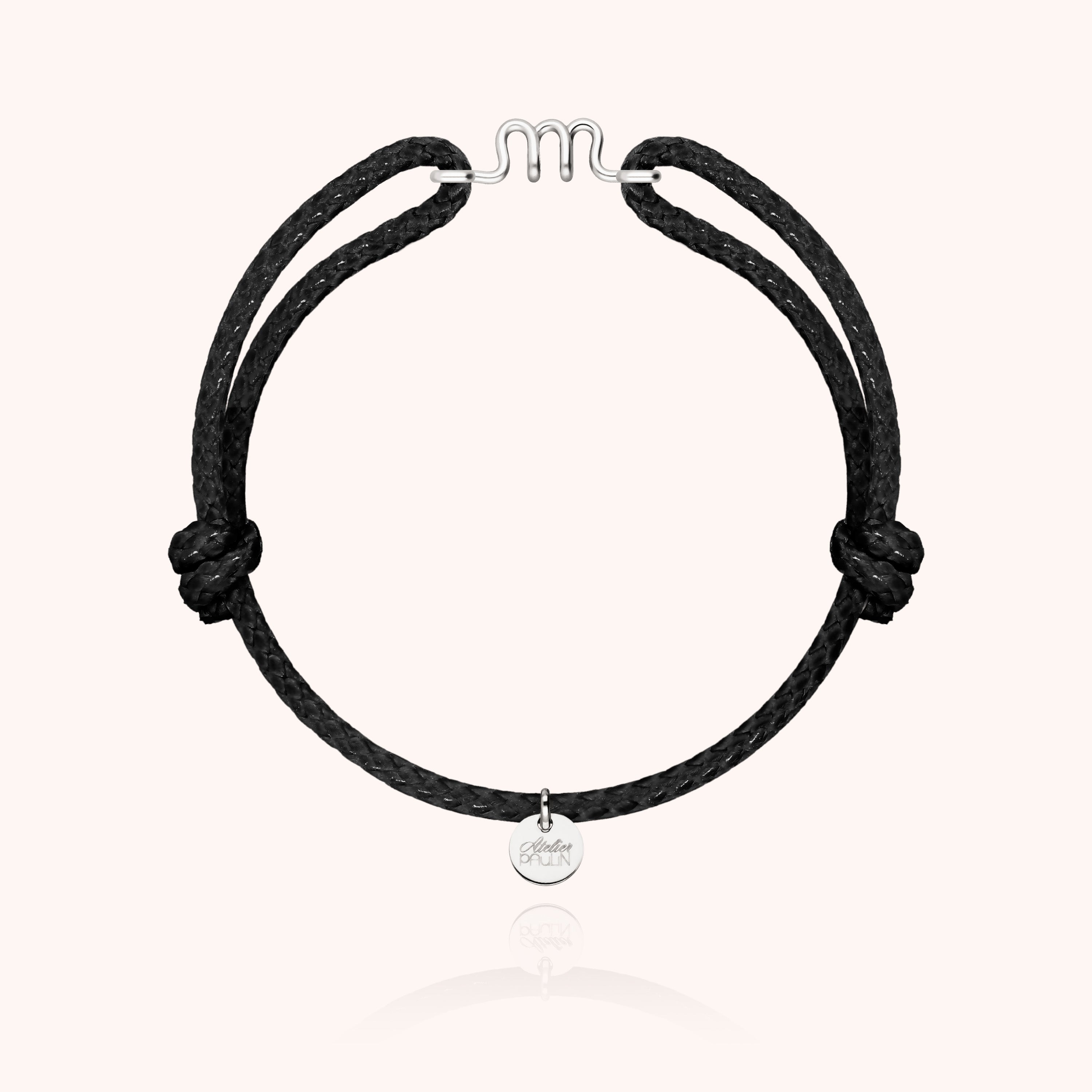 Bracelet Cordon Ciré Initiale Homme - argent