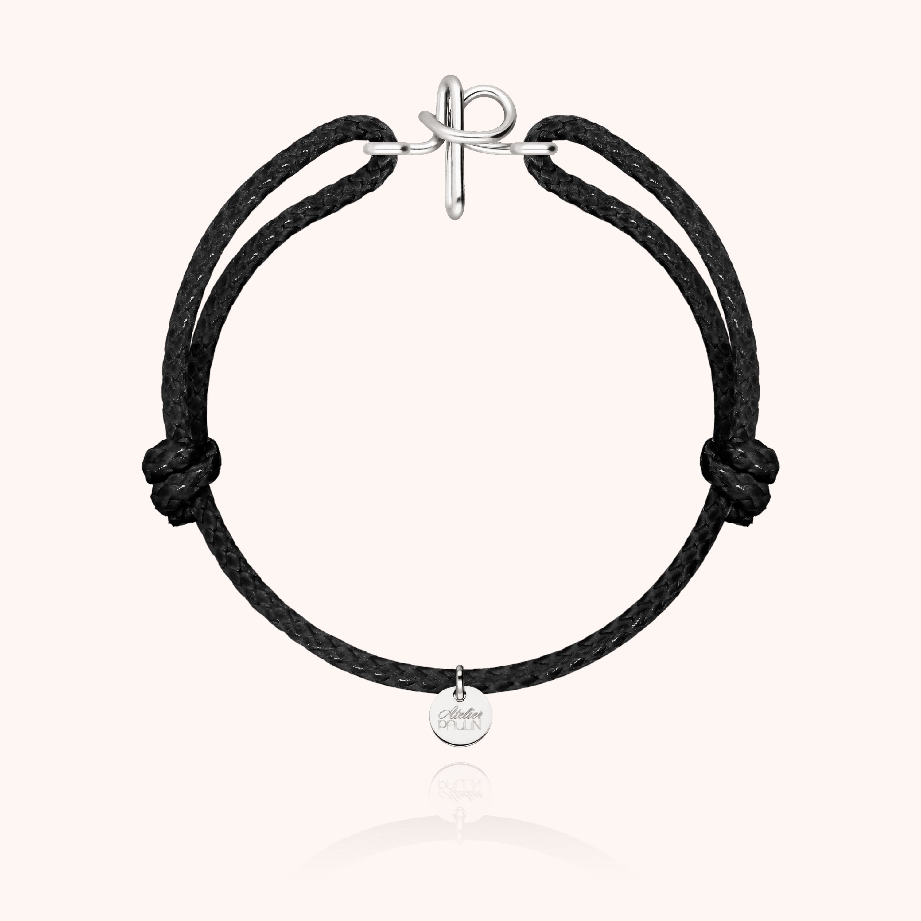 Bracelet Cordon Ciré Initiale Homme - argent