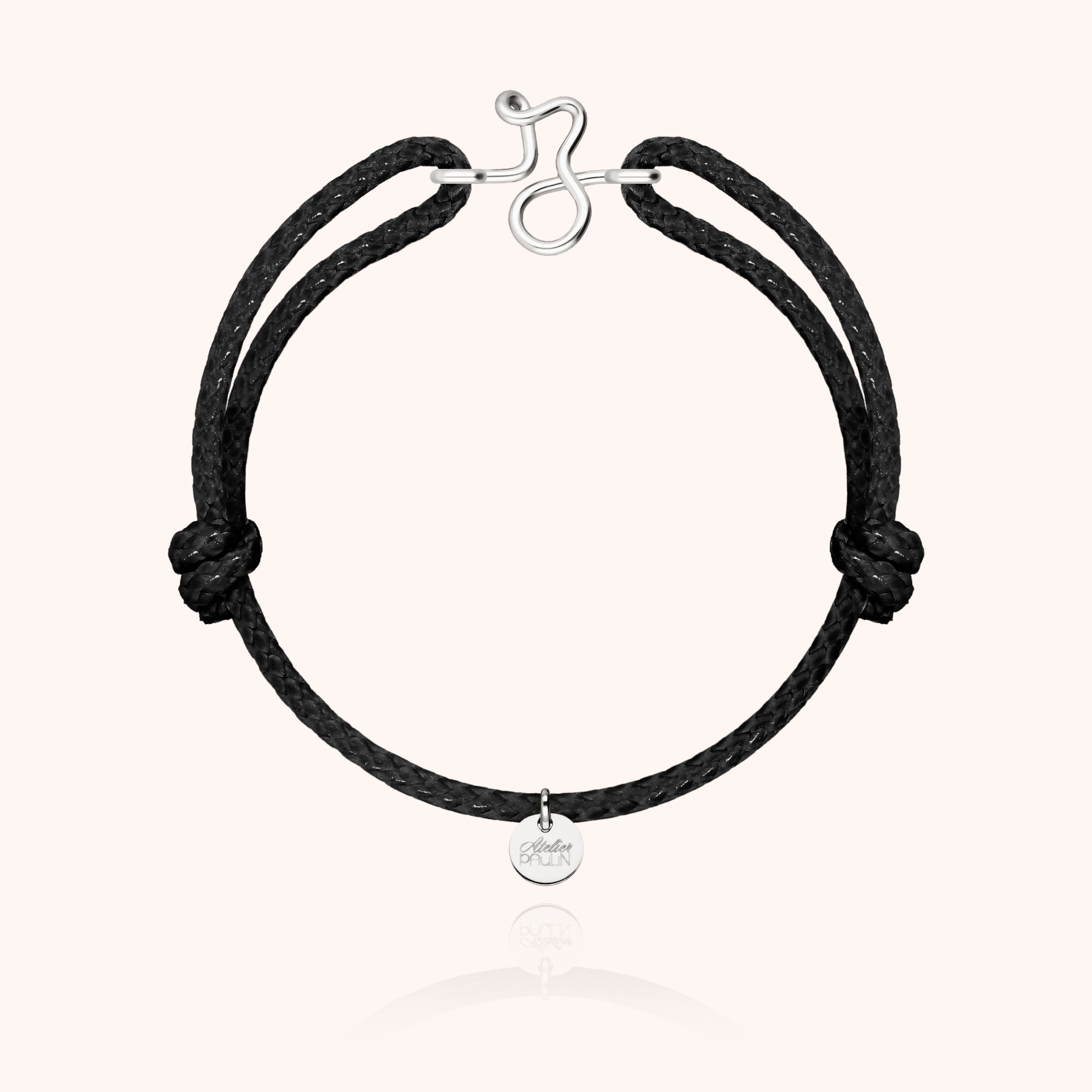 Bracelet Cordon Ciré Initiale Homme - argent