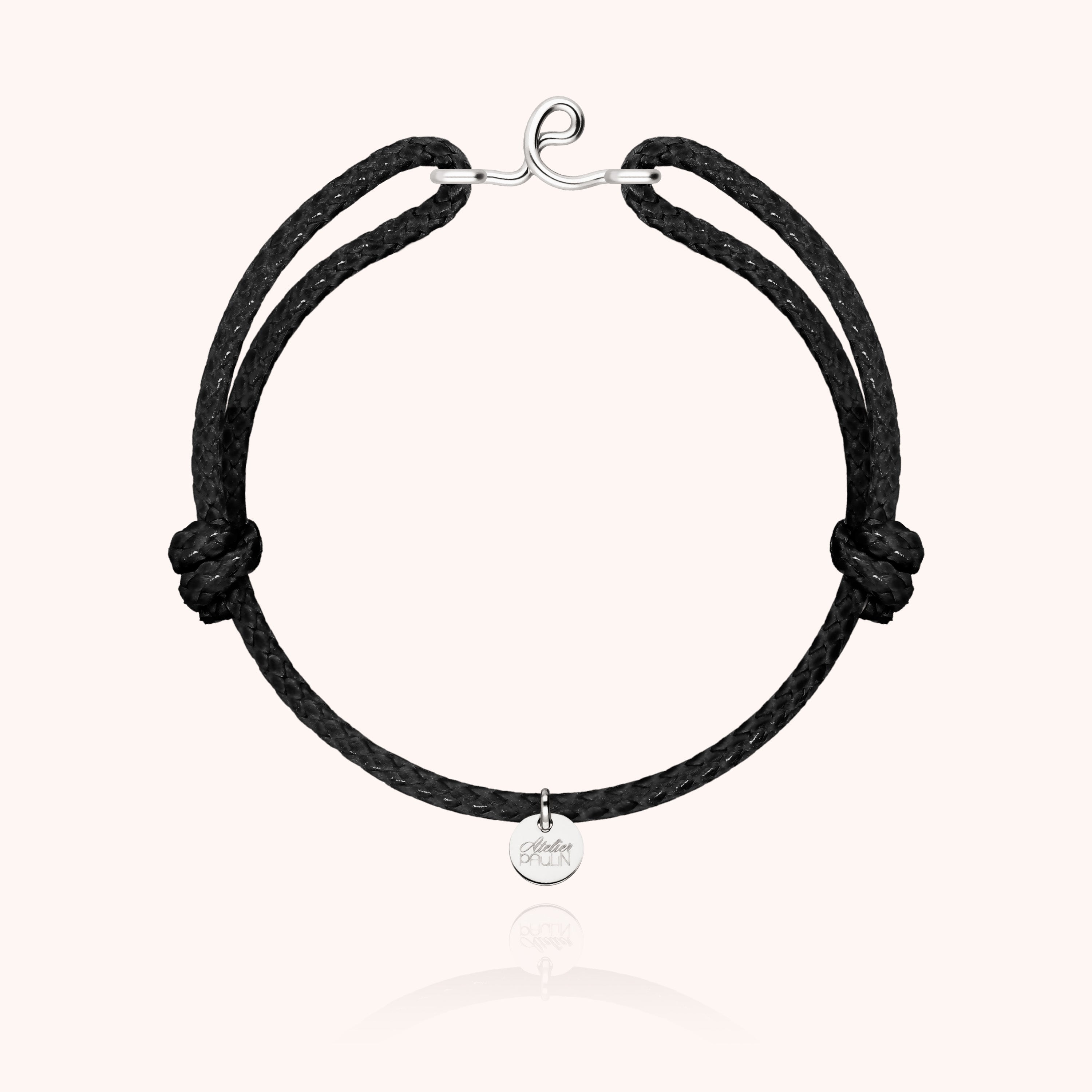 Bracelet Cordon Ciré Initiale Homme - argent