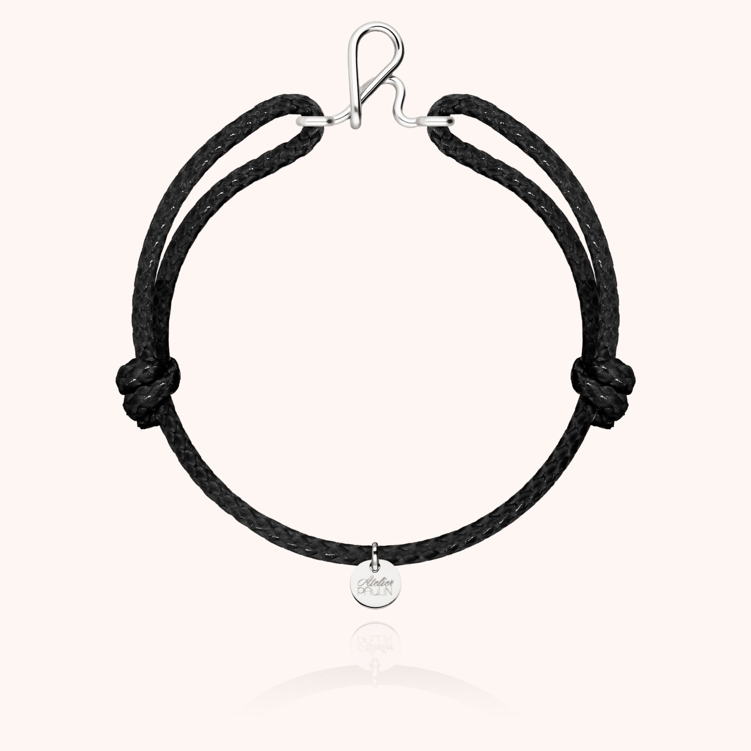 Bracelet Cordon Ciré Initiale Homme - argent