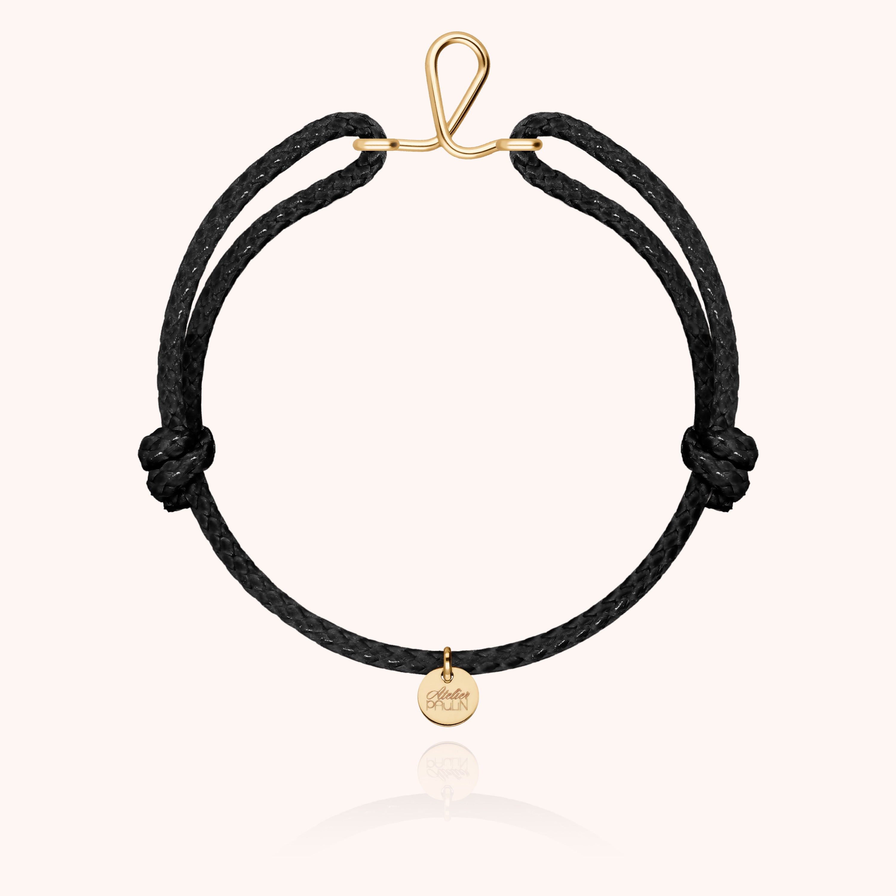 Bracelet Cordon Ciré Initiale Homme - or jaune laminé