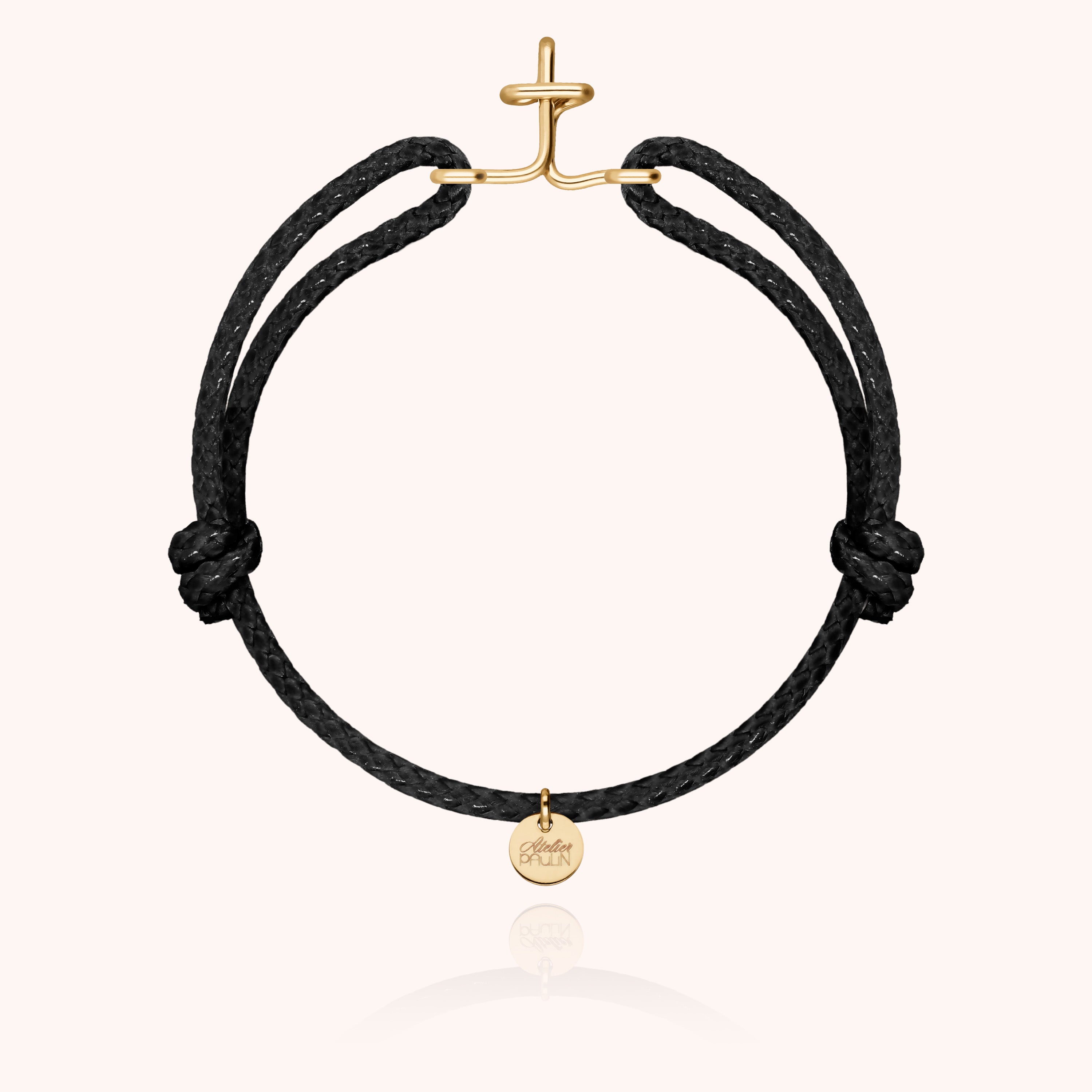 Bracelet Cordon Ciré Initiale Homme - or jaune laminé