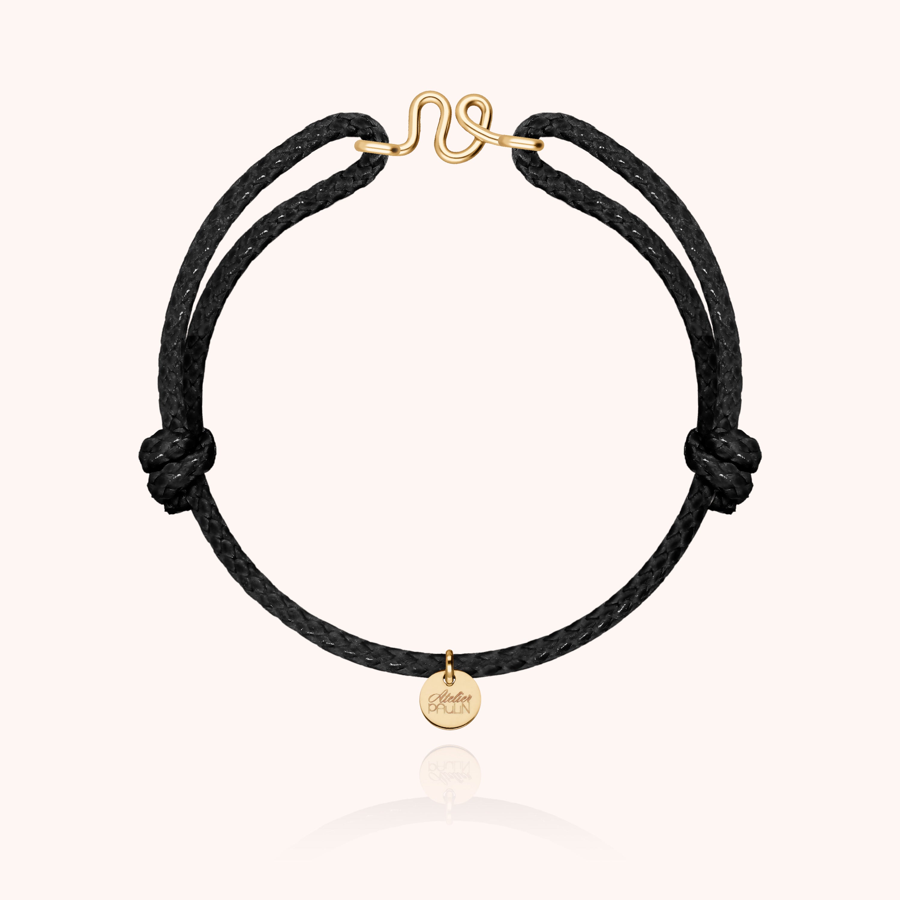 Bracelet Cordon Ciré Initiale Homme - or jaune laminé