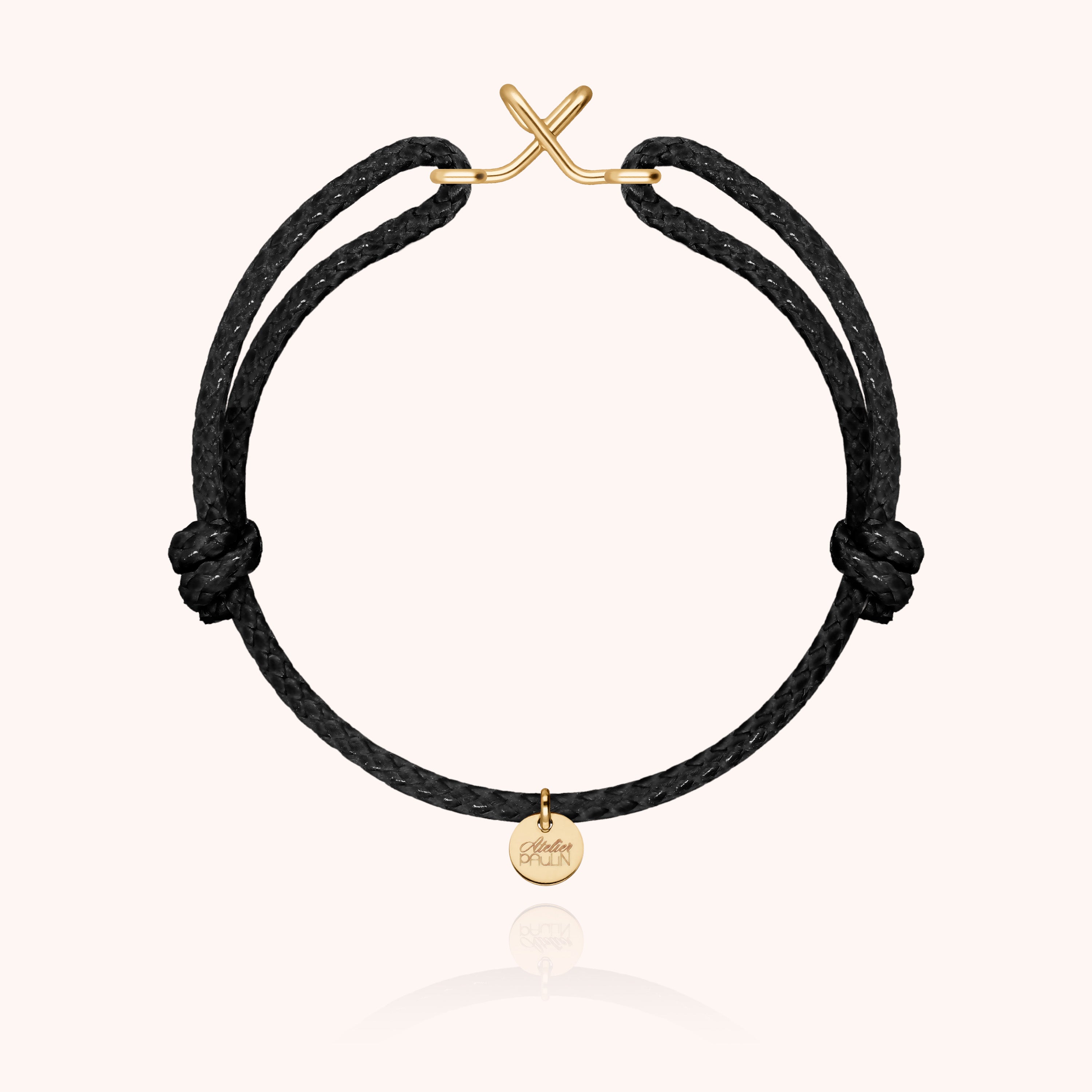 Bracelet Cordon Ciré Initiale Homme - or jaune laminé