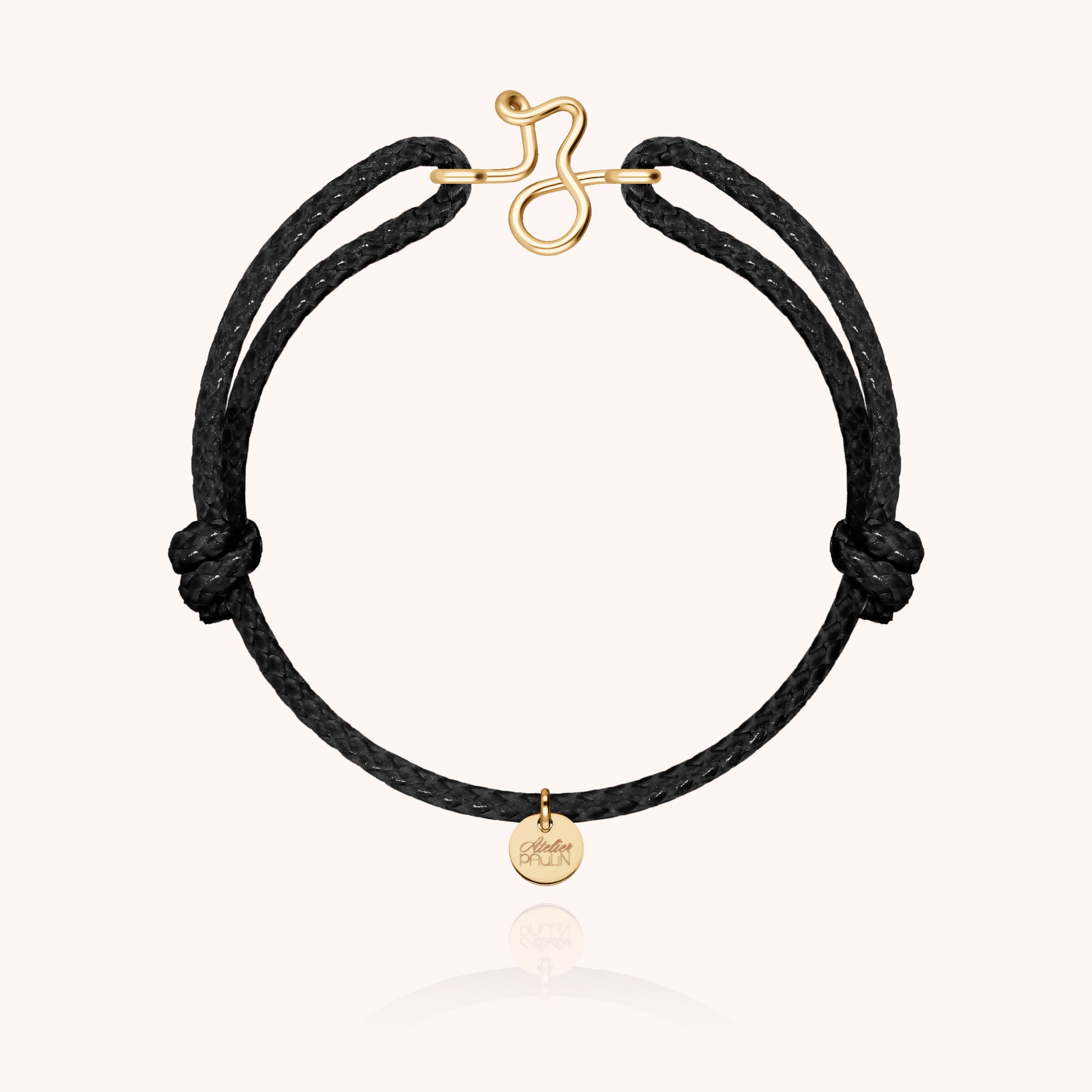 Bracelet Cordon Ciré Initiale Homme - or jaune laminé