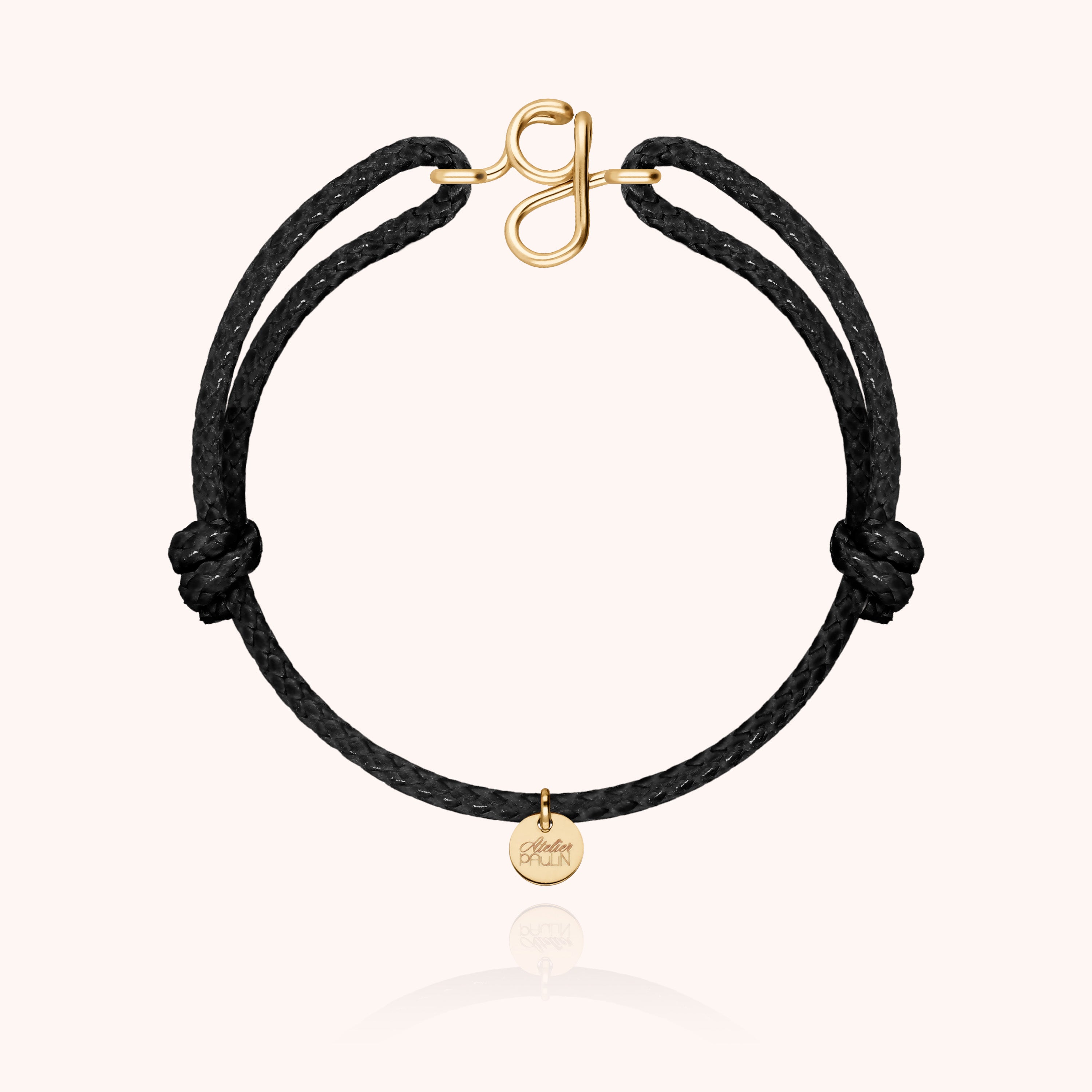 Bracelet Cordon Ciré Initiale Homme - or jaune laminé