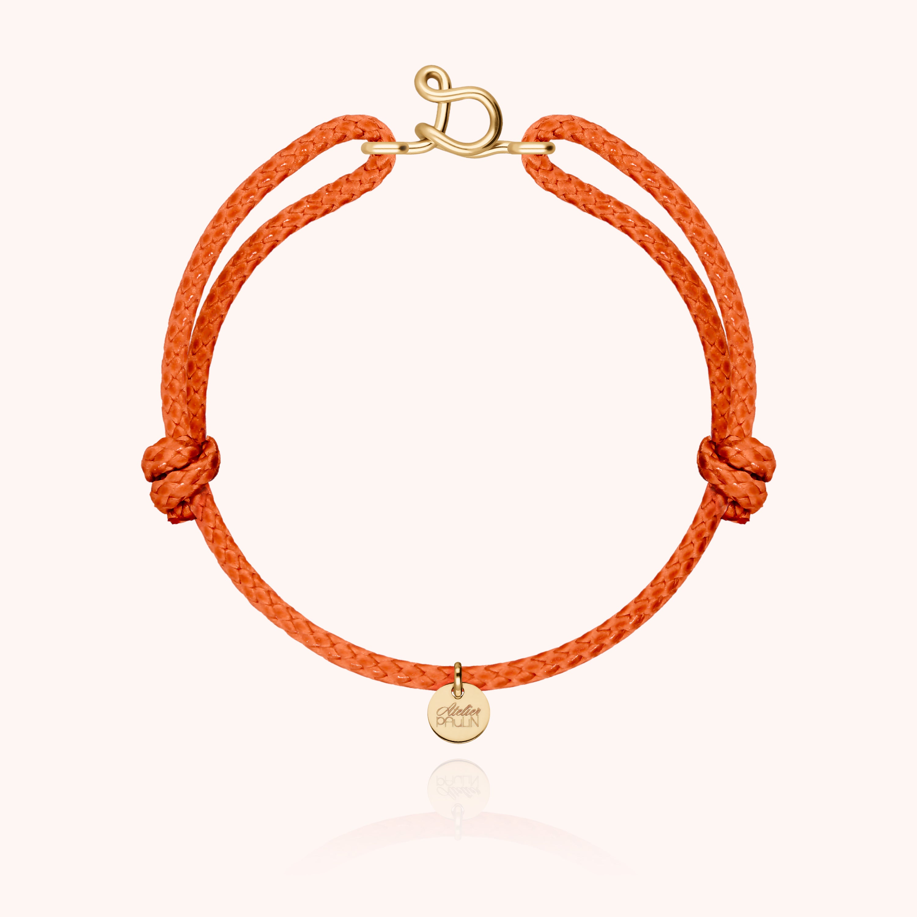 Bracelet Cordon Ciré Initiale Homme - or jaune laminé